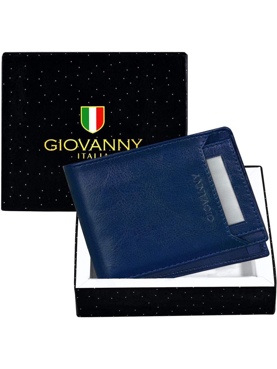 

GIOVANNY Men Leather Two Fold Wallet, Blue