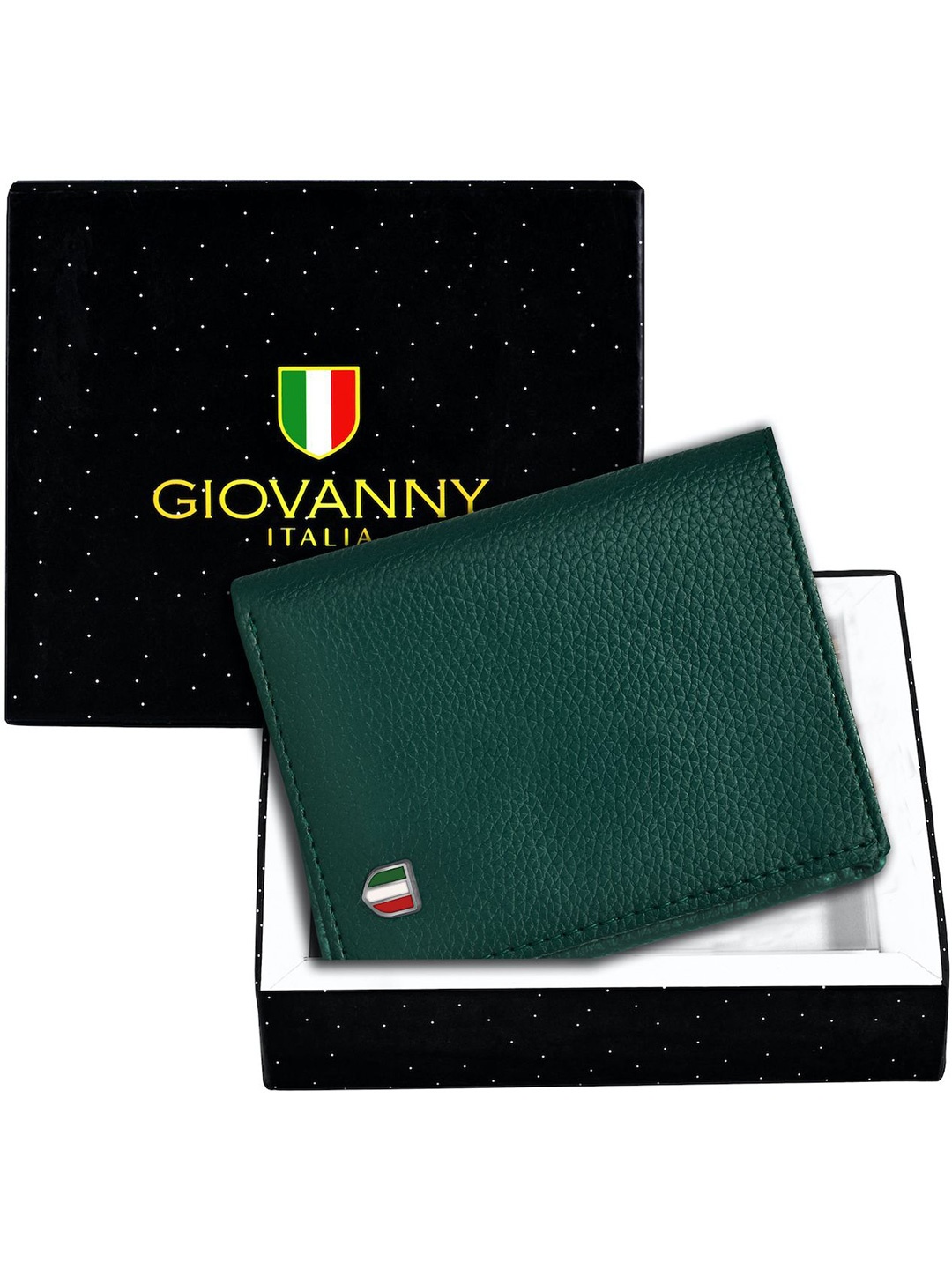 

GIOVANNY Men Leather Two Fold Wallet, Green