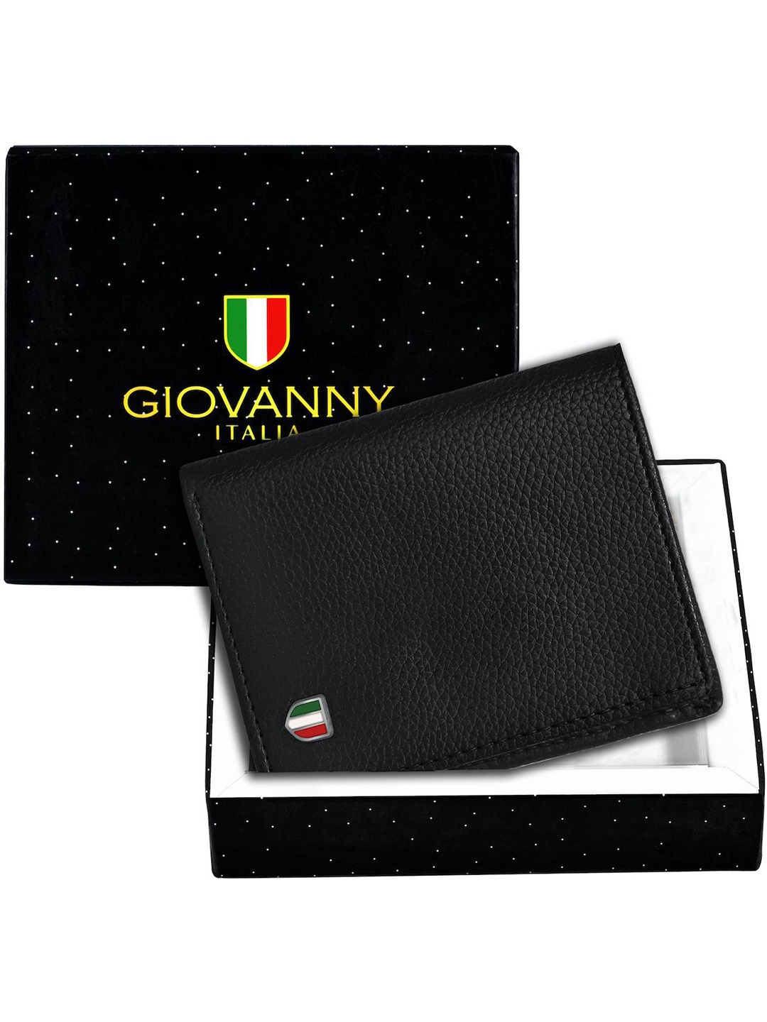 

GIOVANNY Men Leather Two Fold Wallet, Black