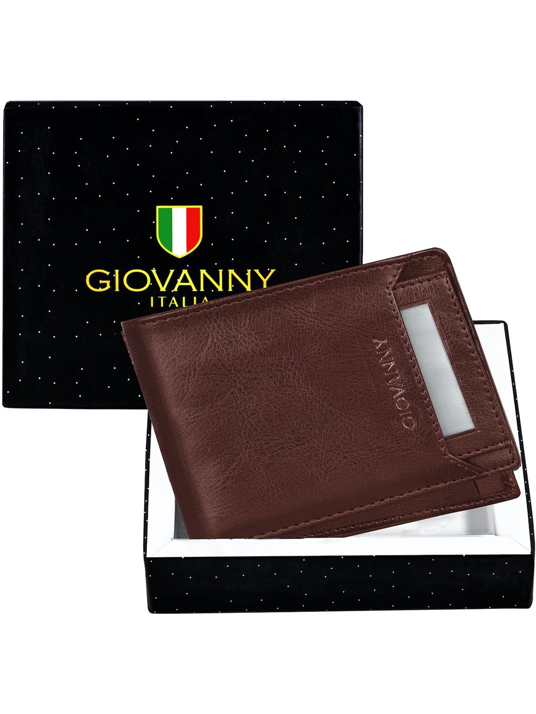 

GIOVANNY Men Leather Two Fold Wallet, Tan