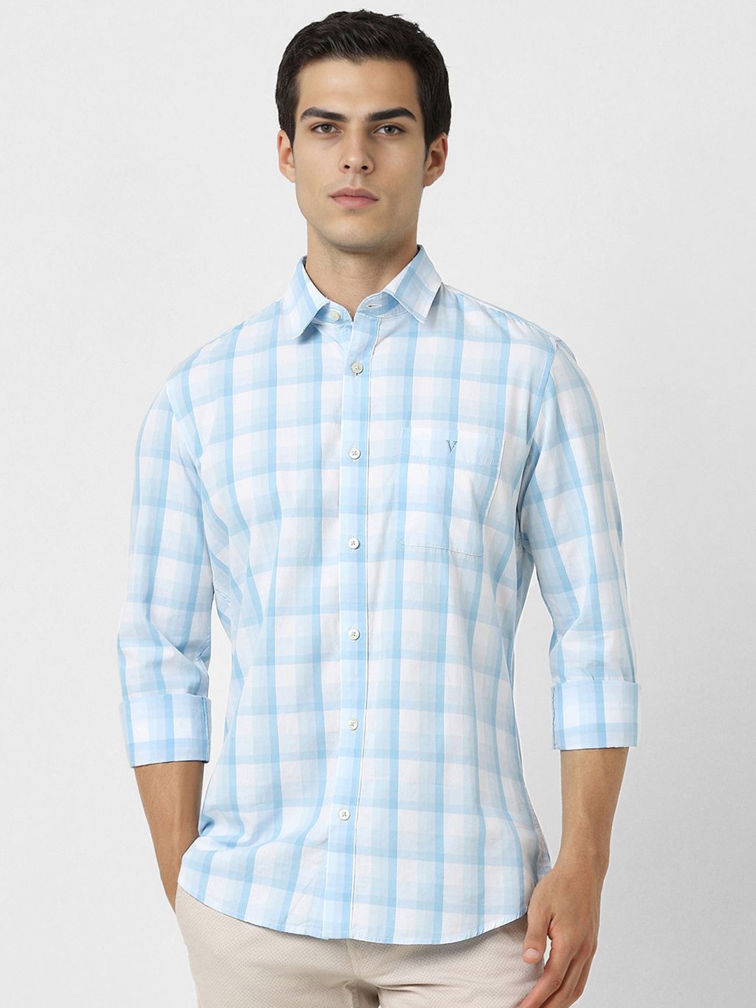 

Van Heusen Sport Men Slim Fit Checked Cotton Casual Shirt, White