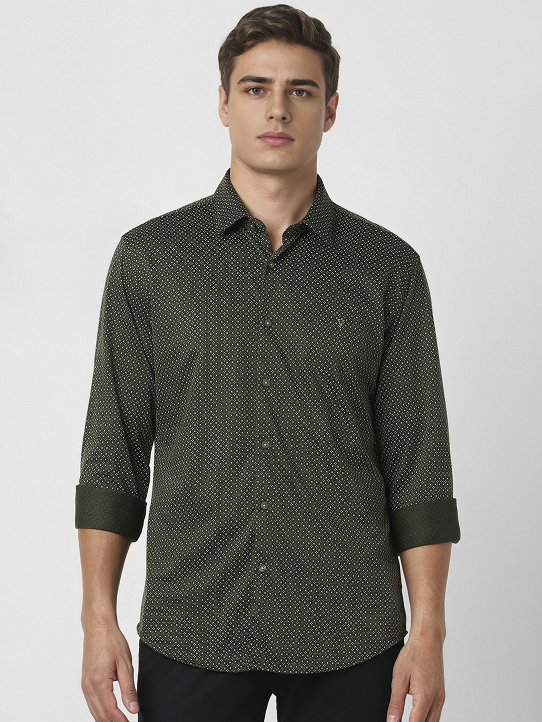 

Van Heusen Sport Men Slim Fit Printed Cotton Casual Shirt, Green