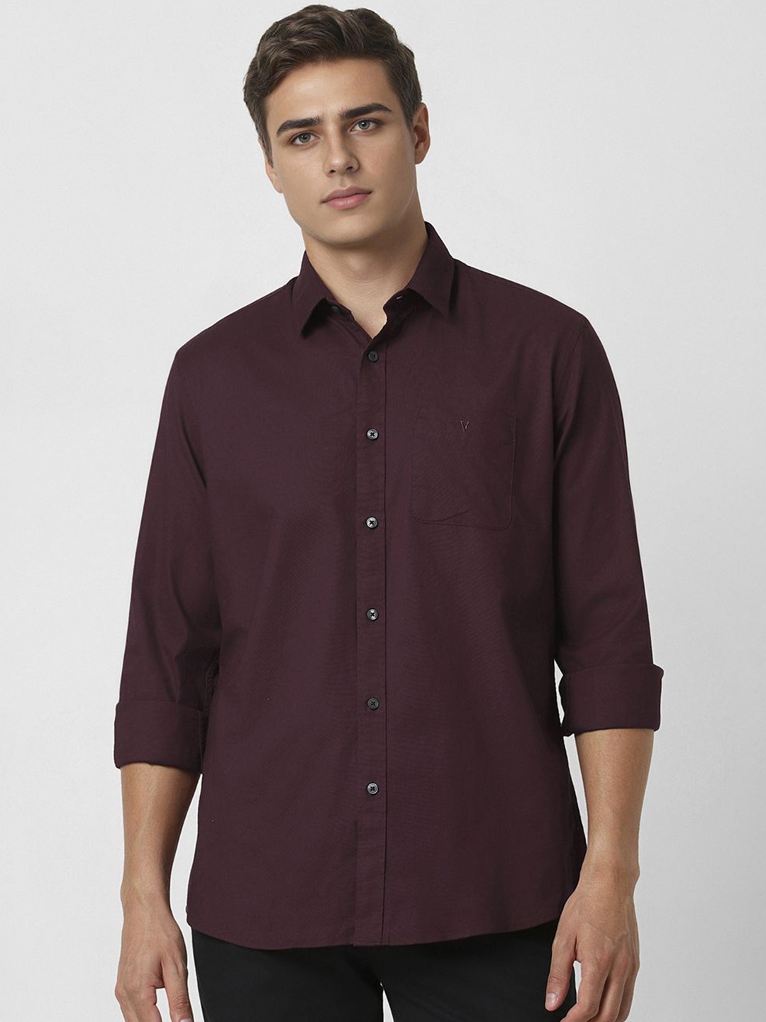 

Van Heusen Sport Men Slim Fit Textured Cotton Casual Shirt, Maroon