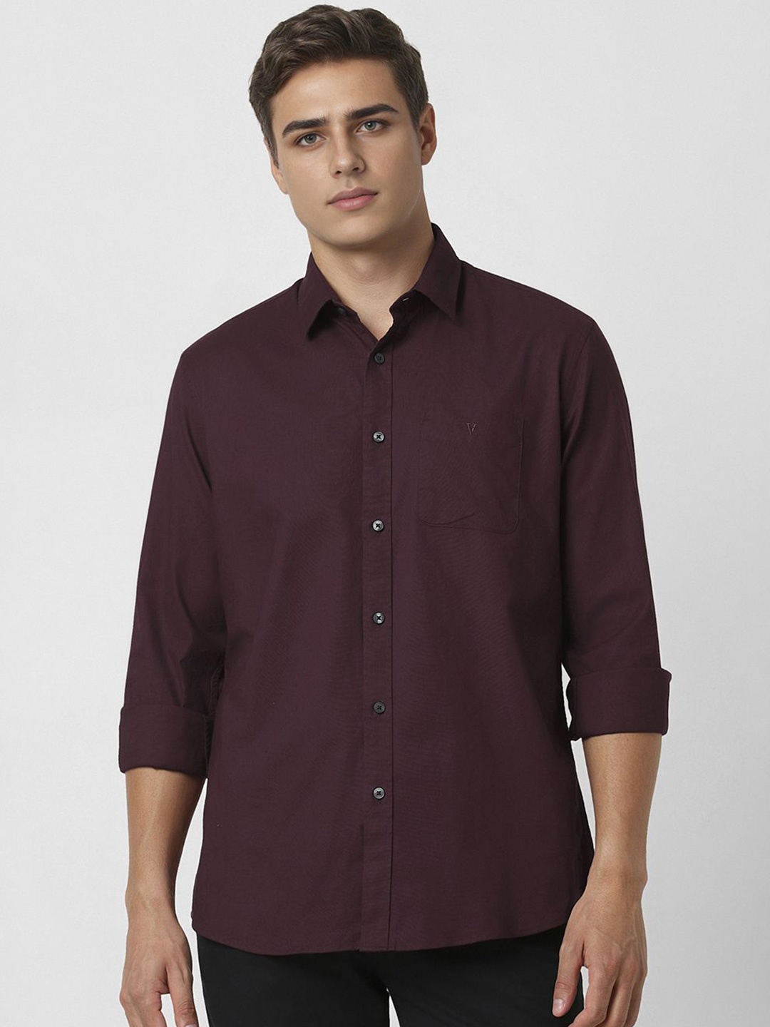 

Van Heusen Sport Men Slim Fit Textured Cotton Casual Shirt, Maroon