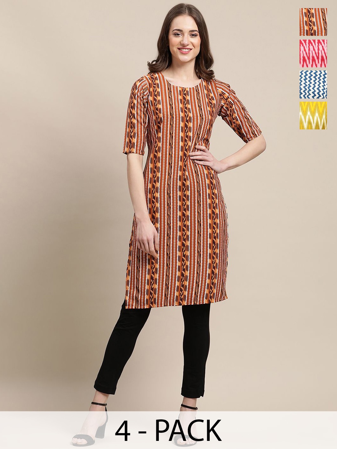 

7Threads Women Ethnic Motifs Printed Thread Work Floral Crepe Kurta, Multi