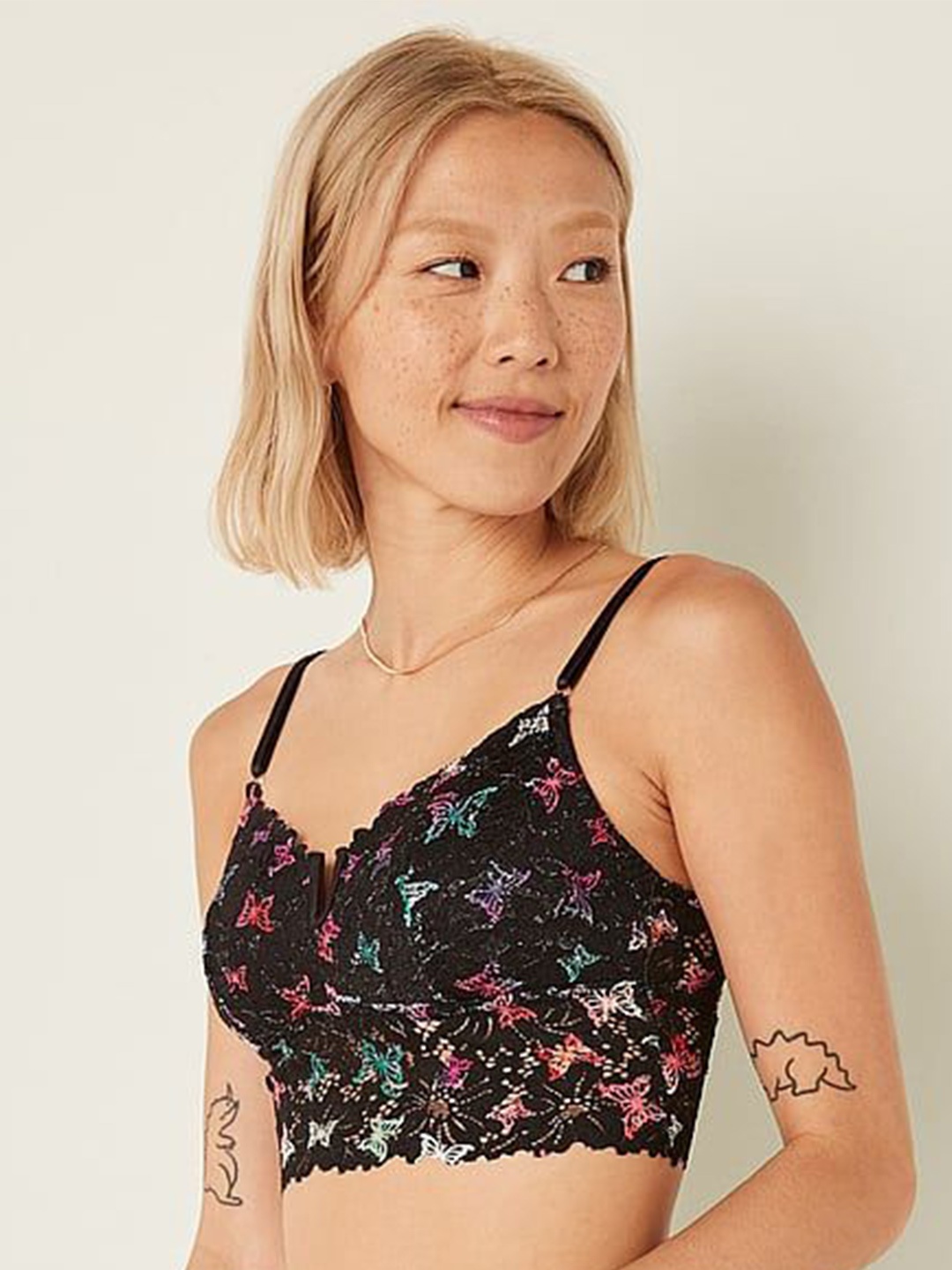 

Victoria's Secret Printed Medium Coverage Lightly Padded Bra, Black