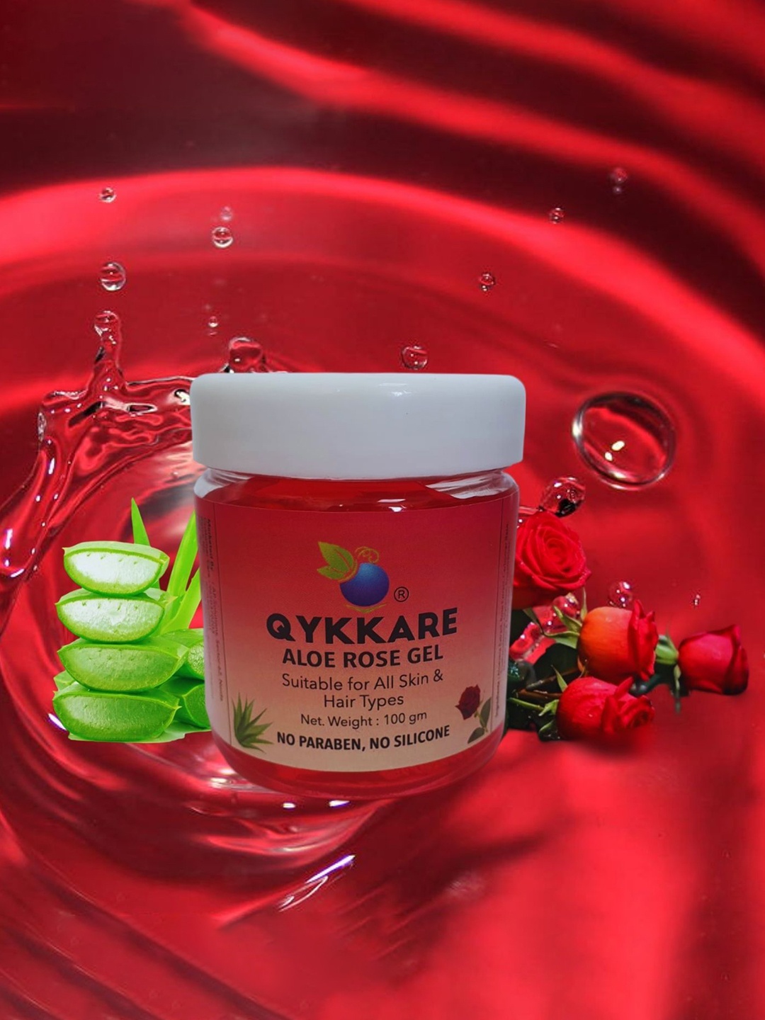 

QYKKARE Set Of 2 Aloe Vera Rose Gel For Skin Hydration & Youthful Skin - 100 g Each, Red