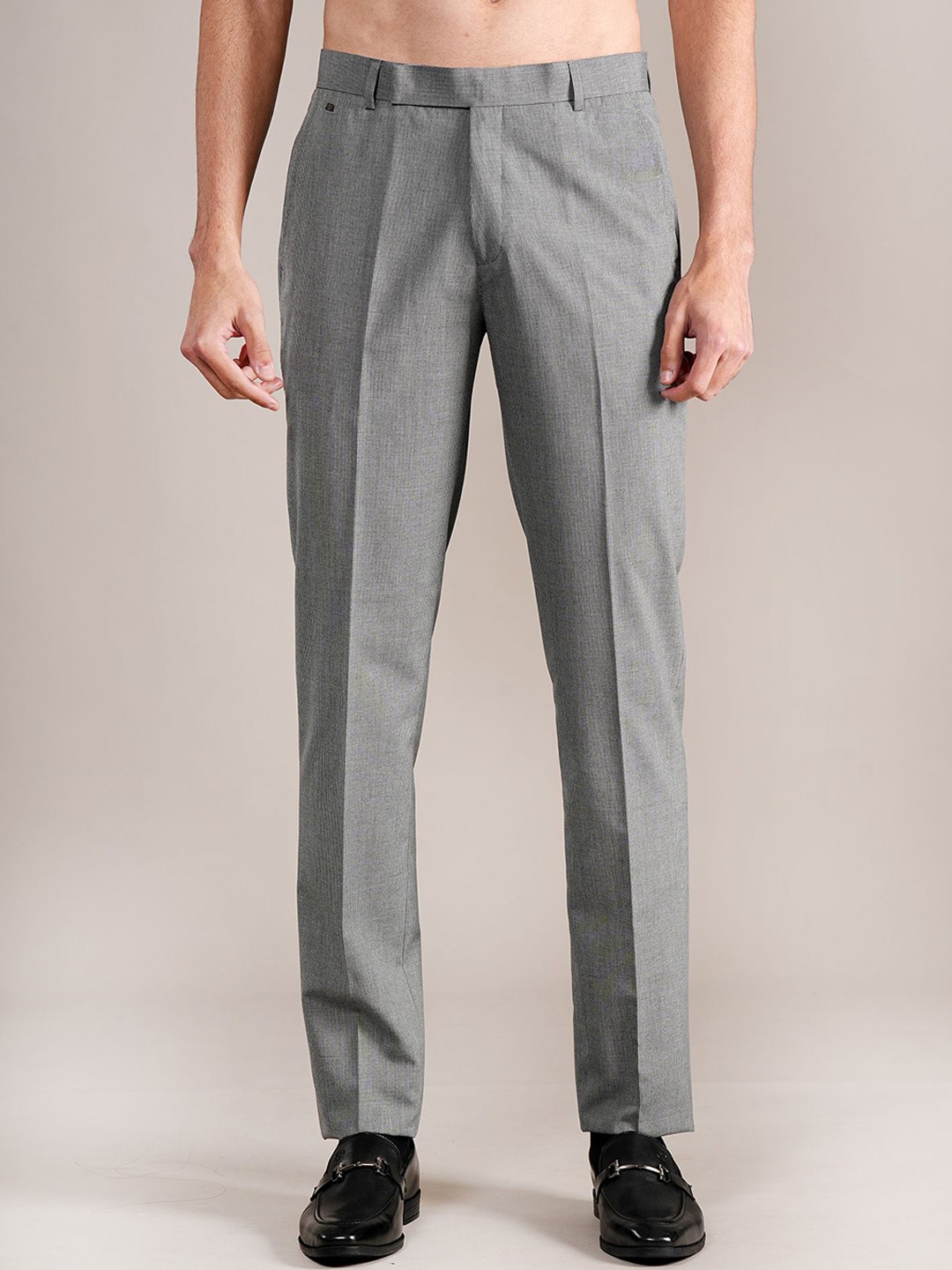 

Cantabil Men Regular Fit Mid-Rise Formal Trouser, Grey