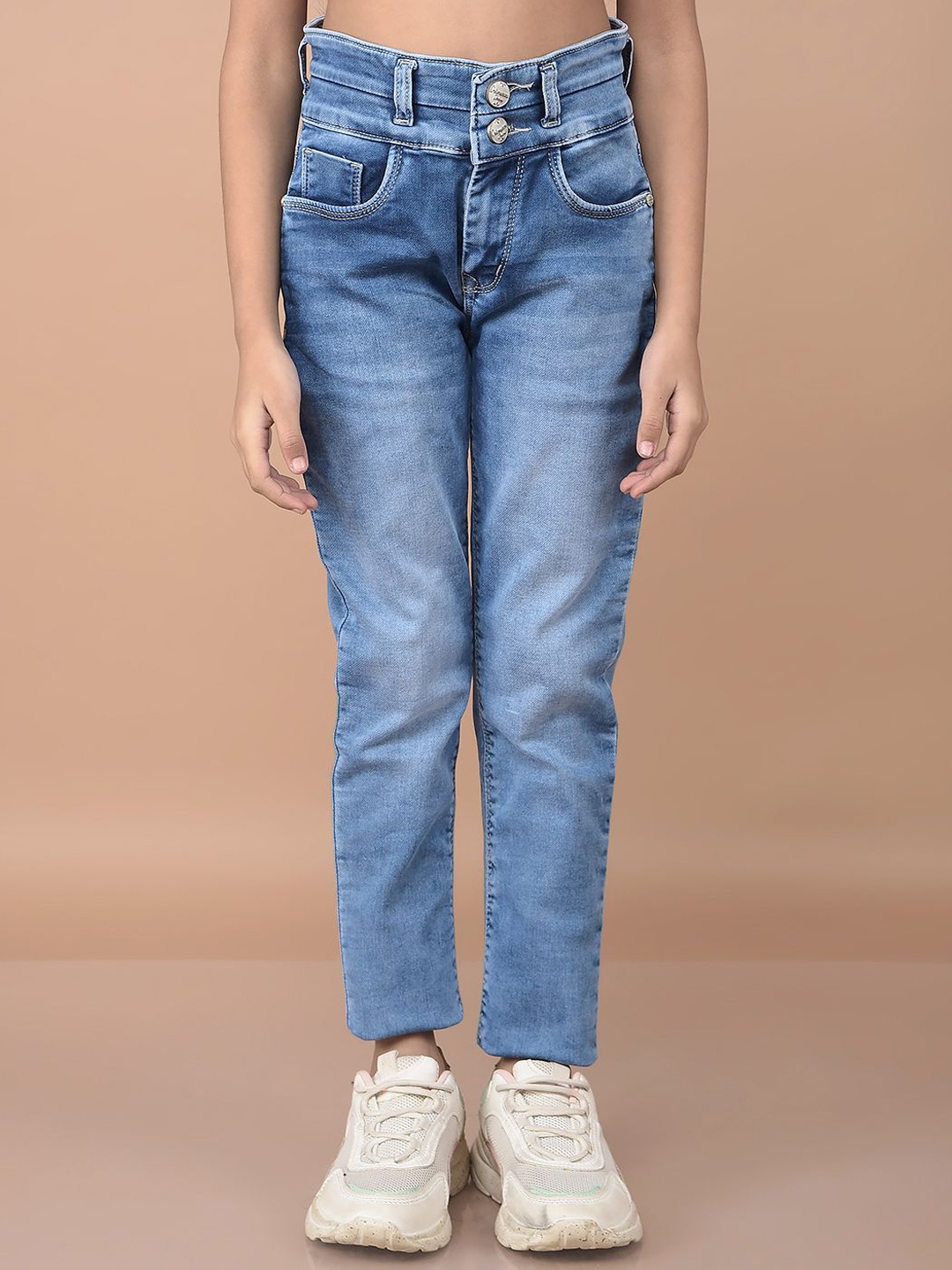 

Crimsoune Club Girls Skinny Fit Light Fade Mid-Rise Stretchable Jeans, Blue
