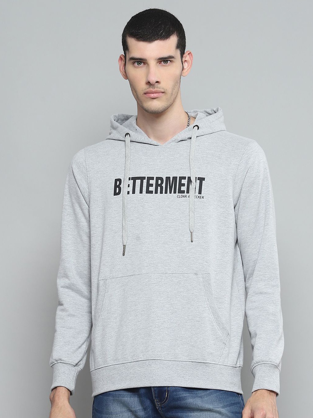 

Cloak & Decker Men Printed Hooded Pullover Sweatshirt, Grey