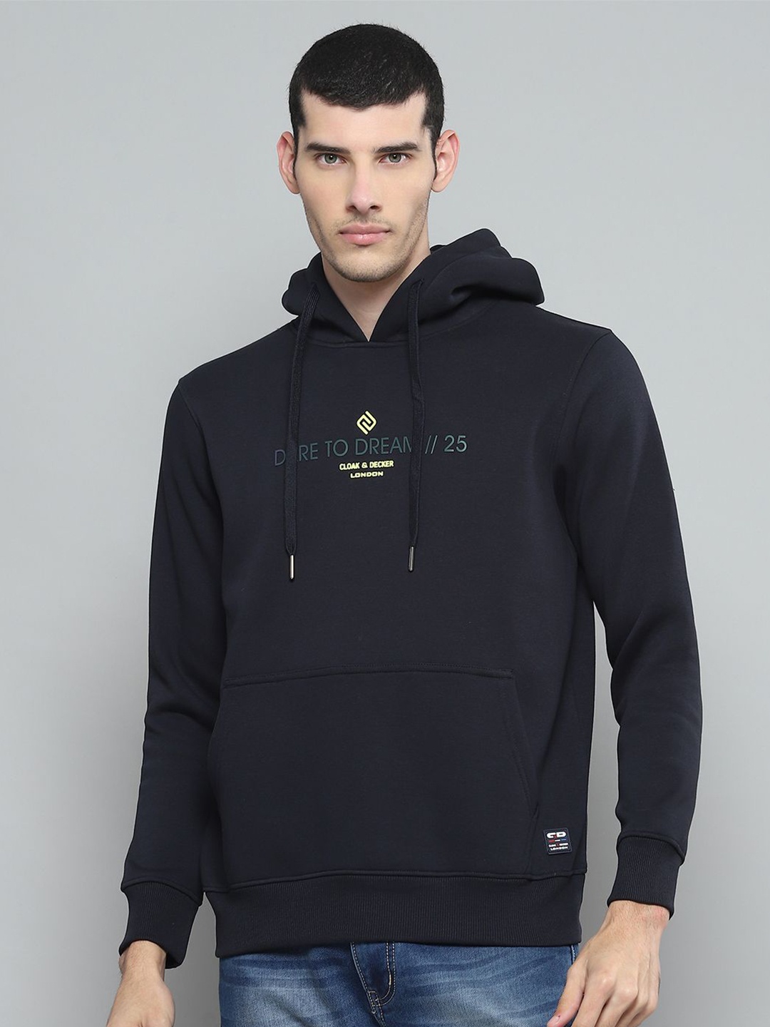 

Cloak & Decker Men Printed Hooded Sweatshirt, Navy blue