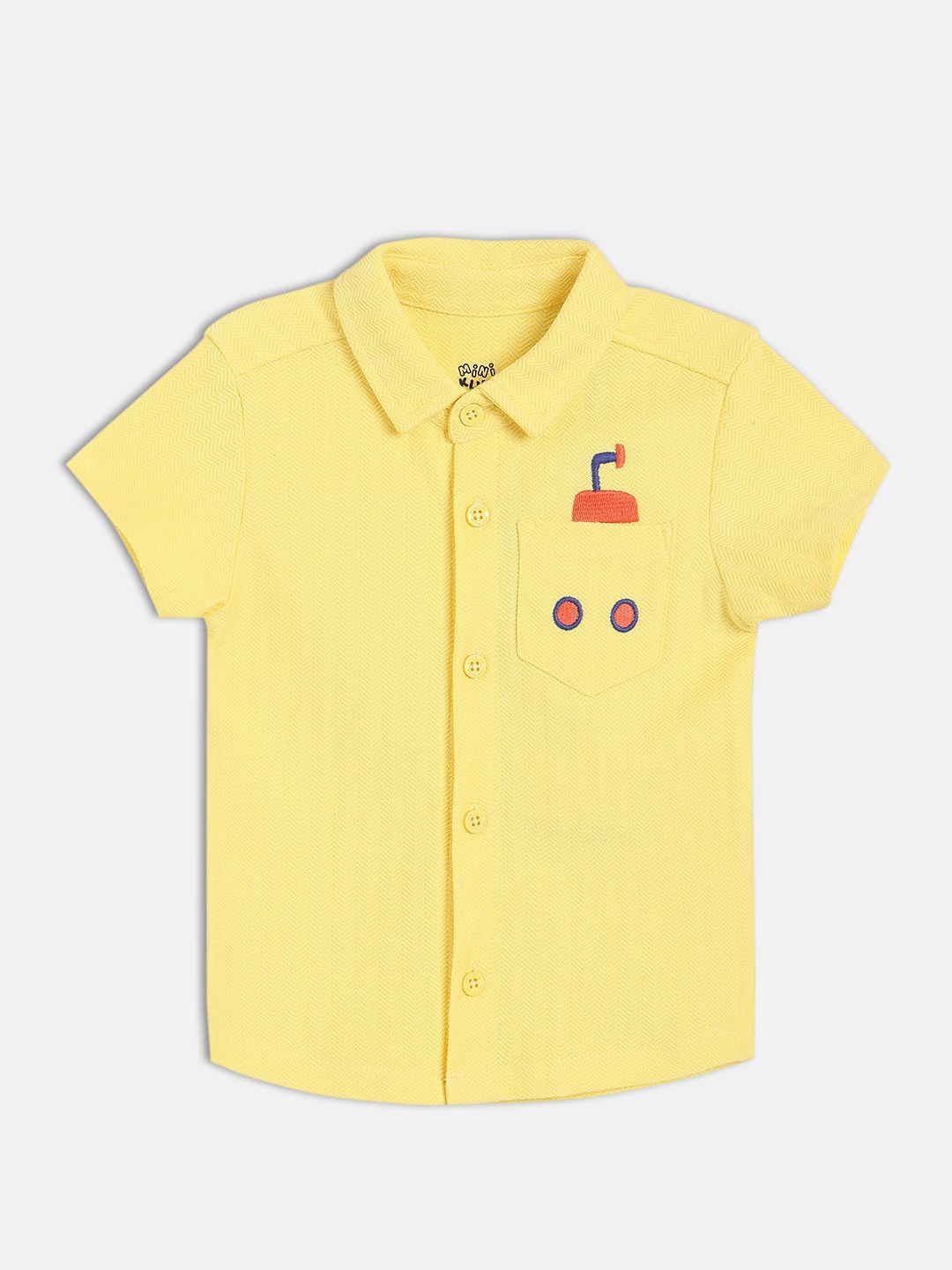 

MINI KLUB Boys Spread Collar Solid Cotton Casual Shirt, Yellow