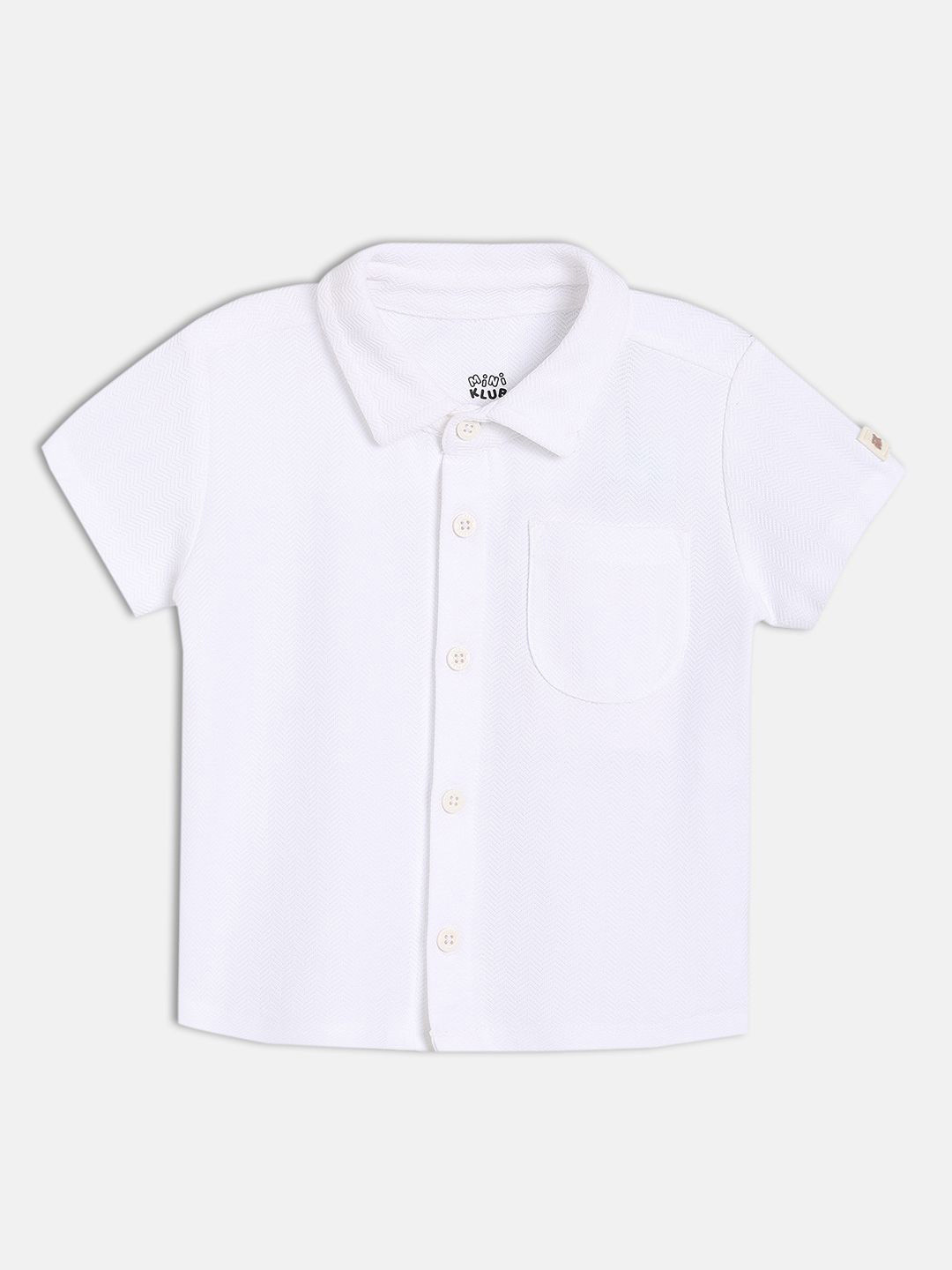 

MINI KLUB Boys Cotton Half Sleeves Solid Casual Shirt, White