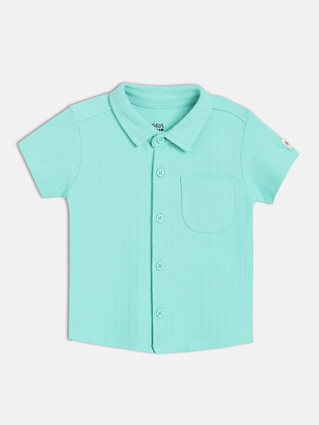 

MINI KLUB Boys Spread Collar Textured Cotton Casual Shirt, Sea green