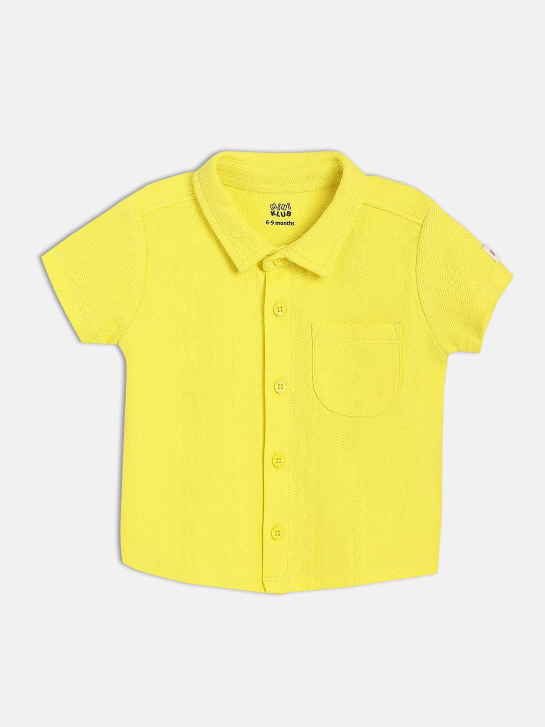 

MINI KLUB Boys Spread Collar Solid Cotton Casual Shirt, Yellow