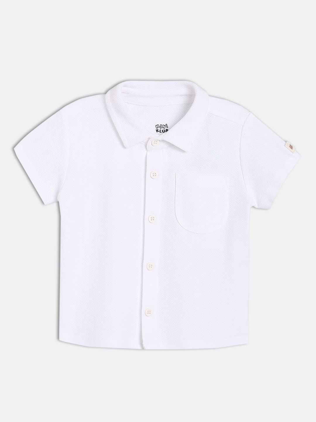 

MINI KLUB Boys Solid Cotton Half Sleeves Shirt, White