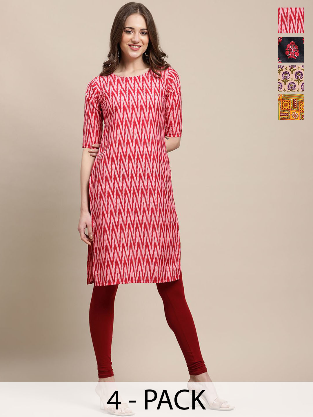 

7Threads Women Ethnic Motifs Printed Sequinned Floral Crepe Kurta, Multi