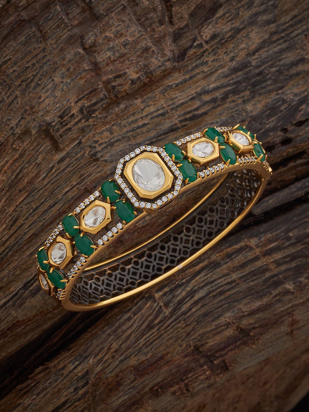 

Kushal's Fashion Jewellery Victorian-Plated Kundan Kada Bangle, Gold