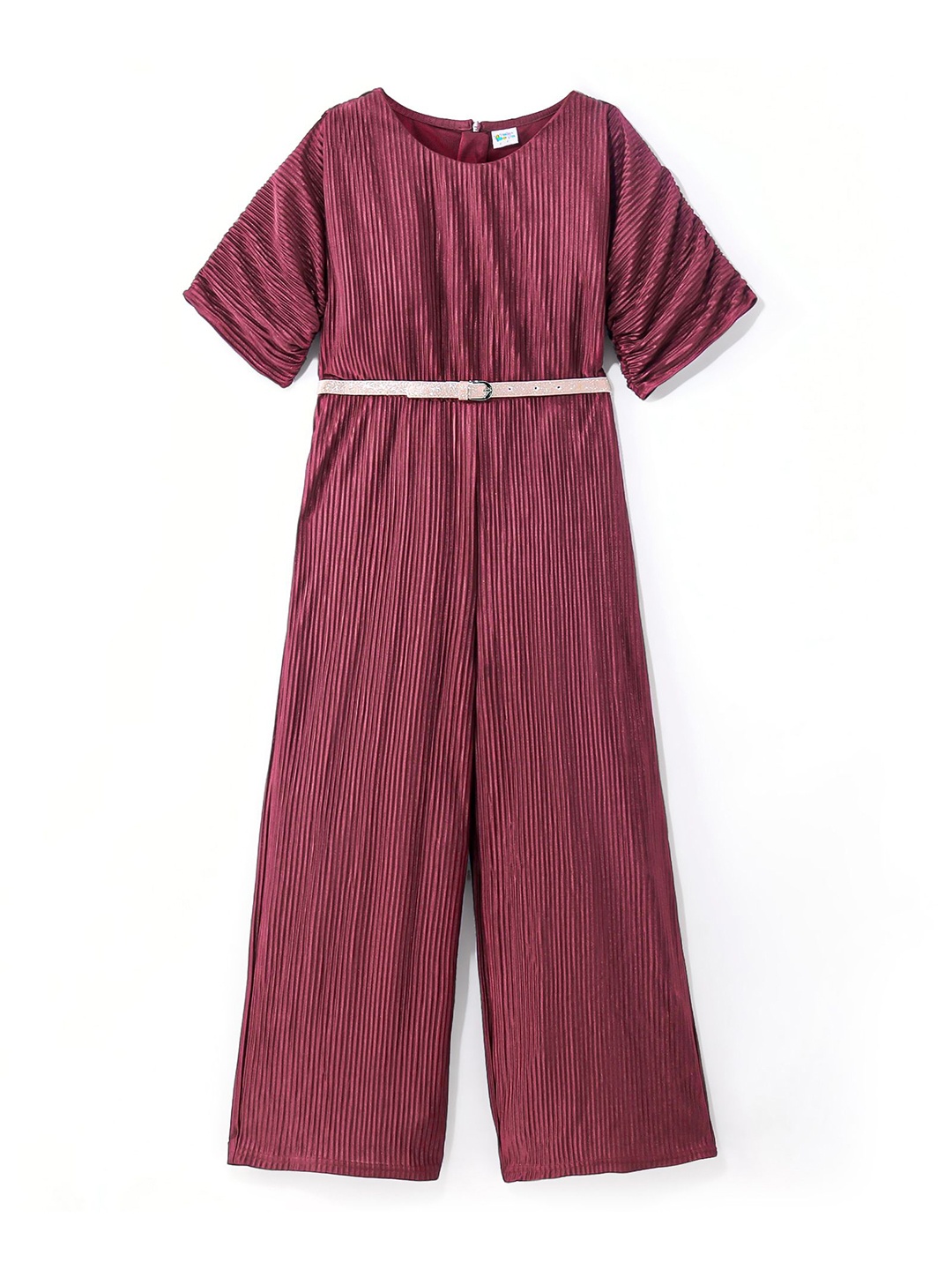 

Hola Bonita Girls Striped Basic Jumpsuit, Maroon