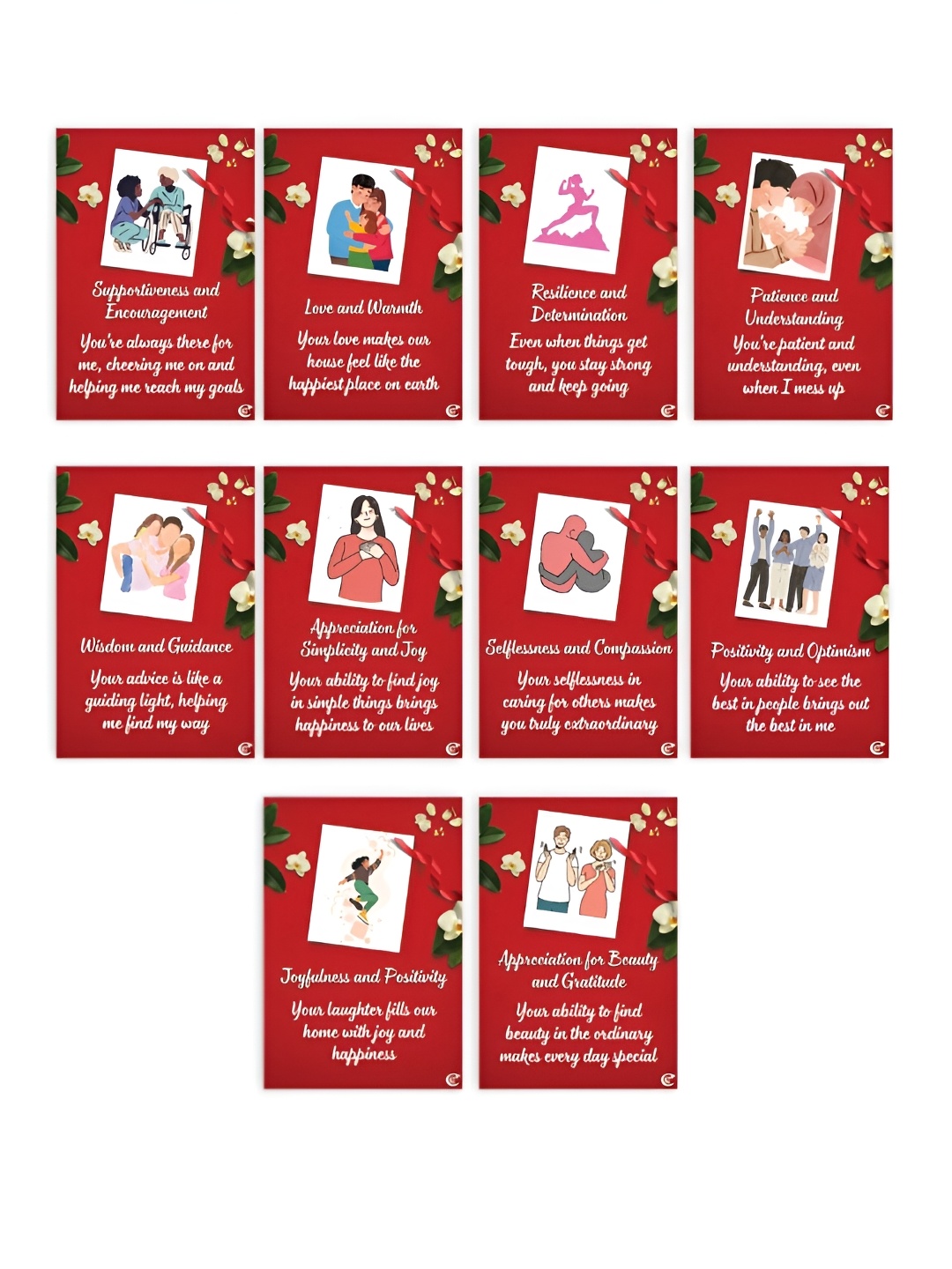 

eCraftIndia Red and White 10 Pieces Messages Greeting Card for Wife Valentine Gift