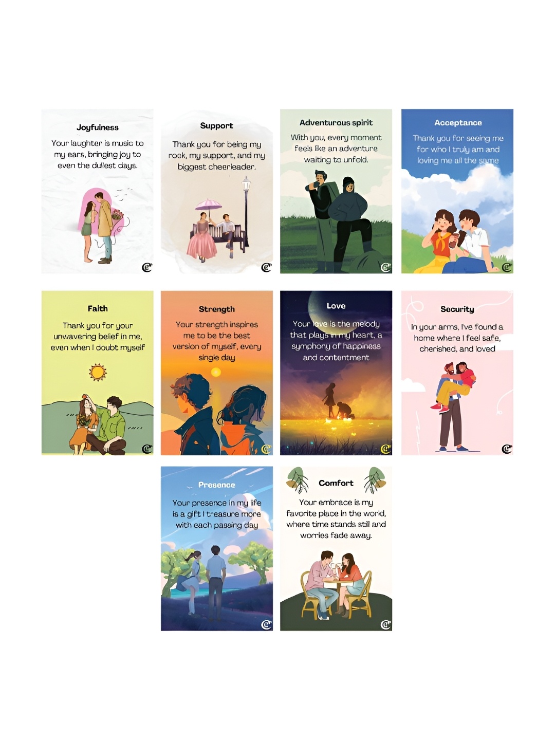 

eCraftIndia Set of 10 Messages Greeting Cards for Boyfriend Gift Cards, White