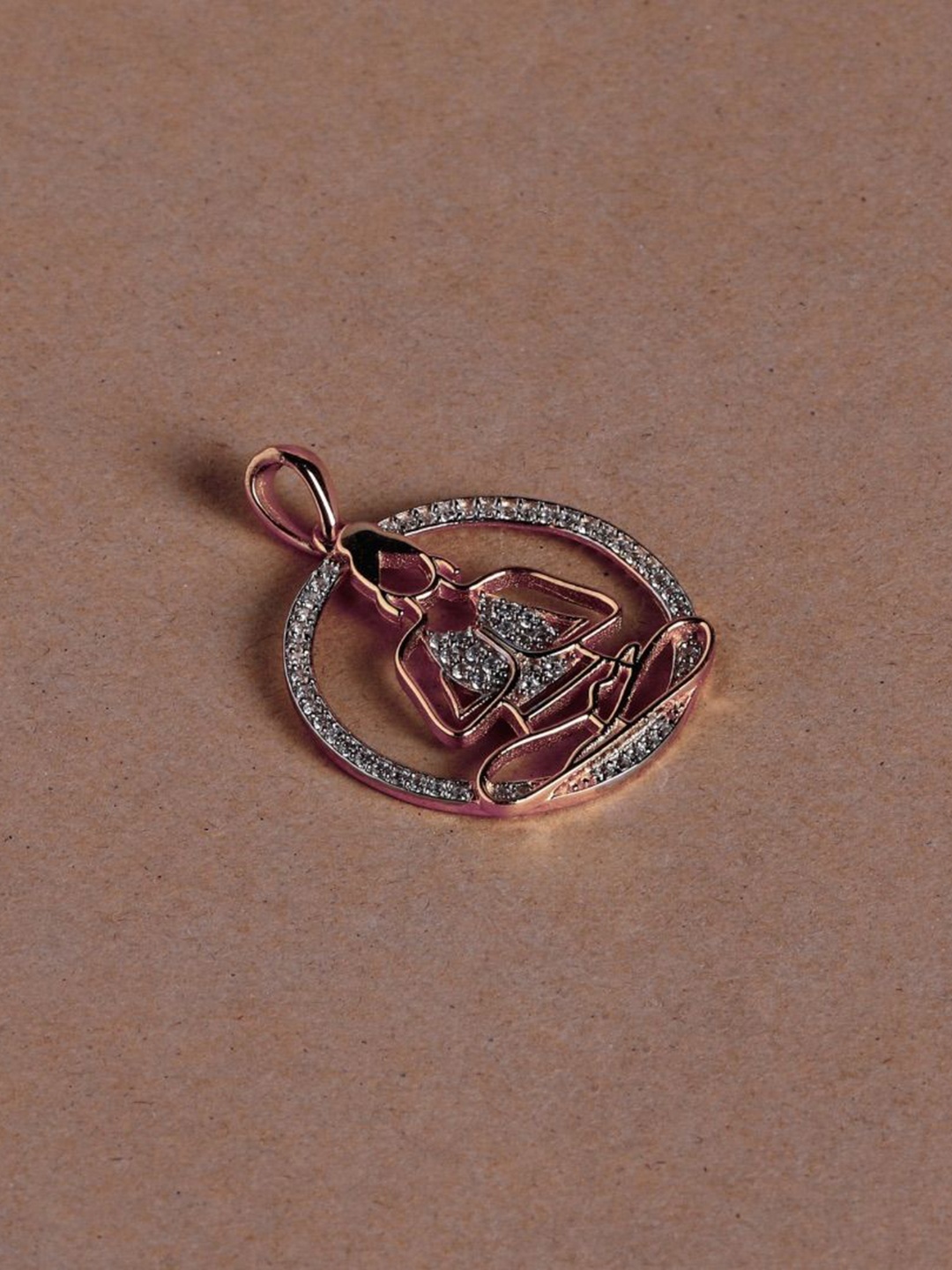 

Luxevogue 925 Sterling Silver Rose Gold-Plated CZ-Stone Studded Yoga Pose Girl Pendant