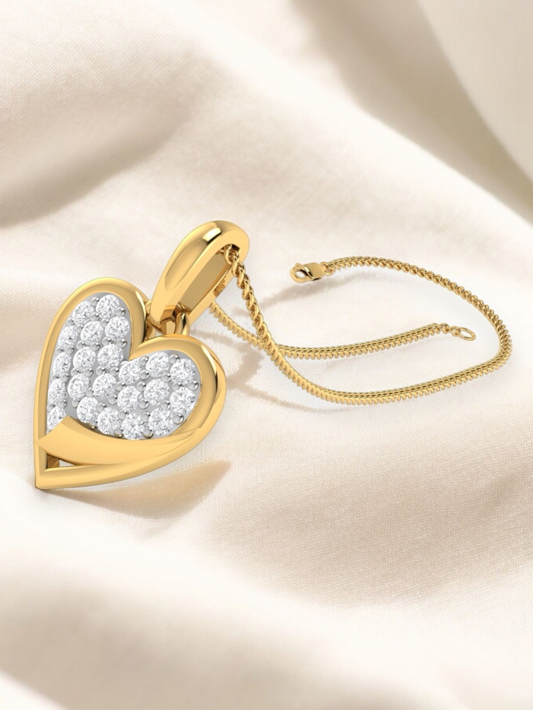 

Luxevogue 92.5 Sterling Silver Gold-Plated CZ- Stone Studded Heart Shaped Pendant