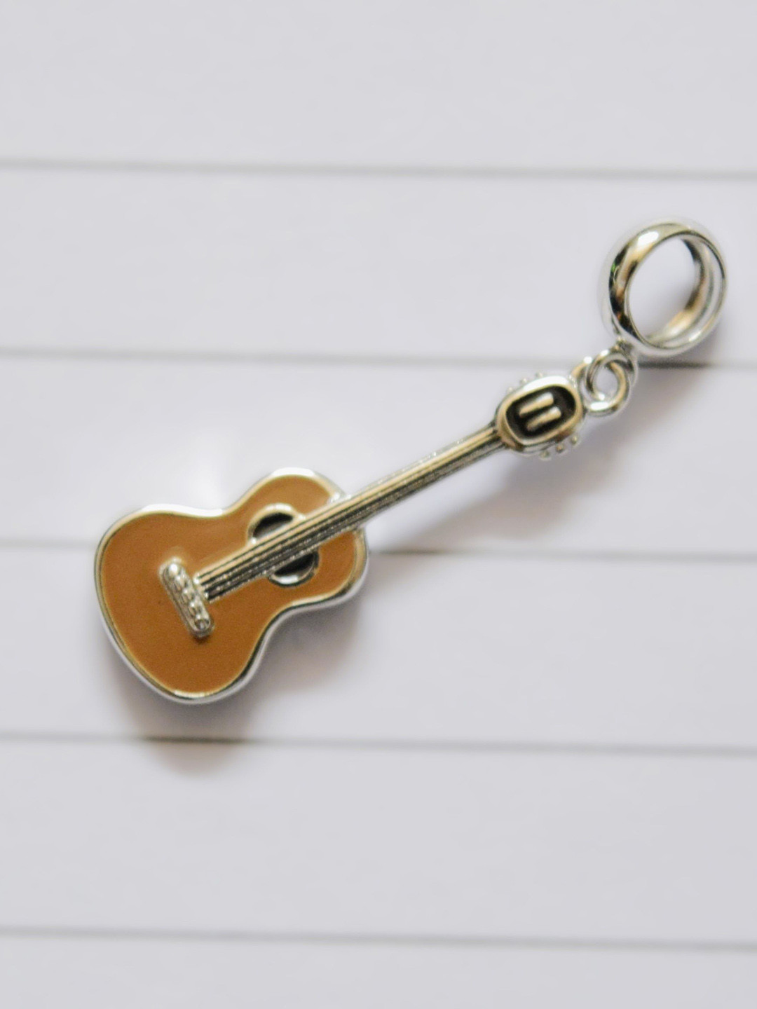 

Luxevogue 925 Sterling Silver Rhodium-Plated Acoustic Guitar Charm Pendant