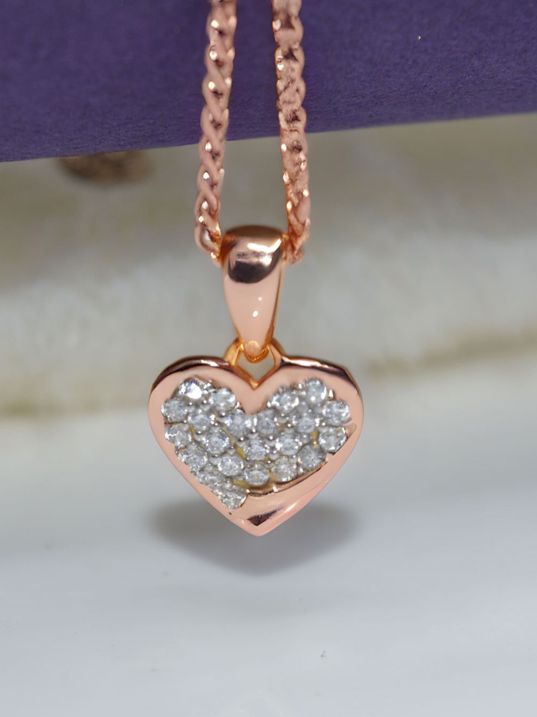 

Luxevogue Eternal Love 925 Sterling Silver Rose Gold-Plated CZ Studded Heart Pendant