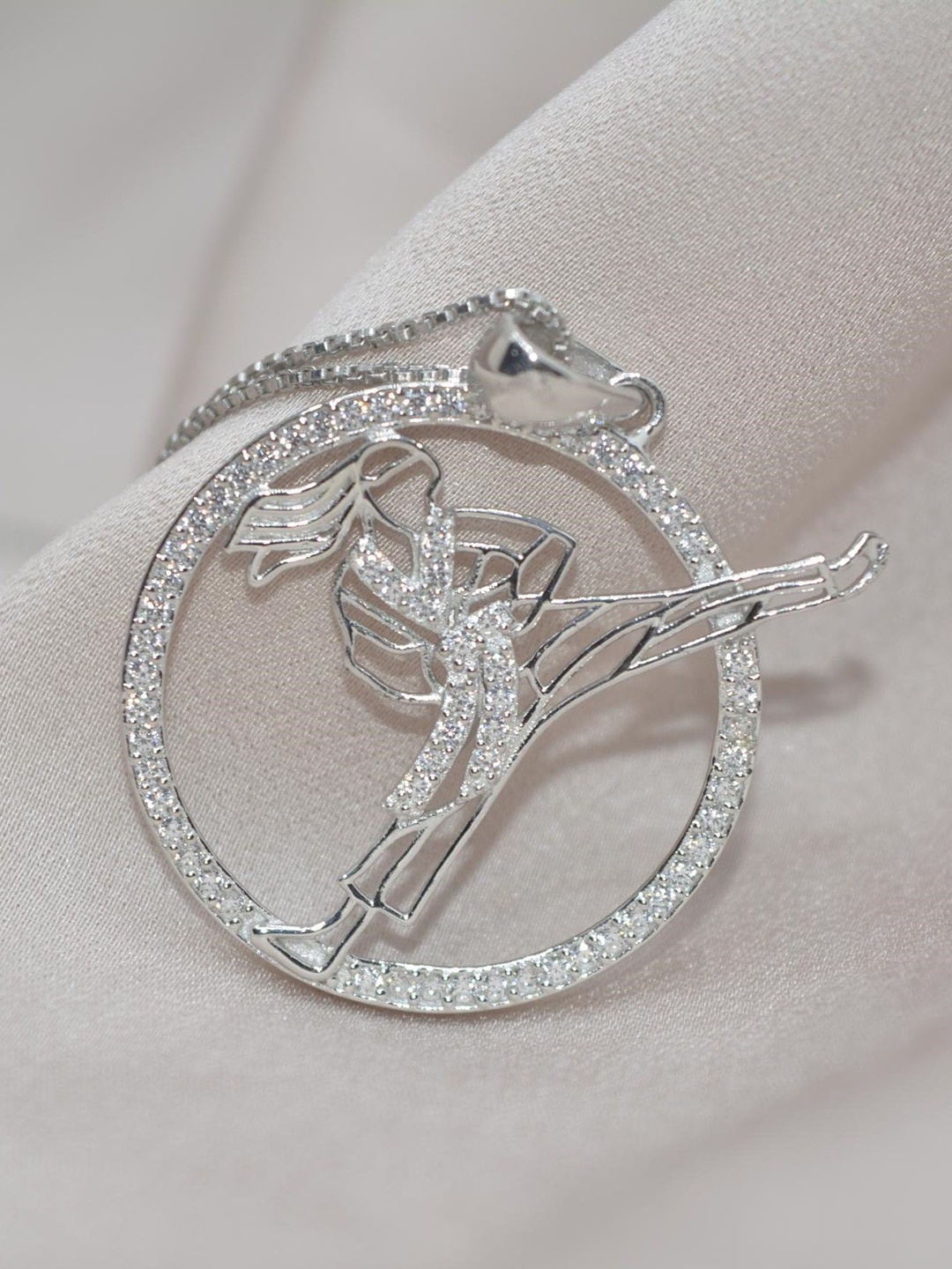 

Luxevogue 926 Sterling Silver Rhodium-Plated CZ-Stone Studded Karate Kicker Girl Pendant