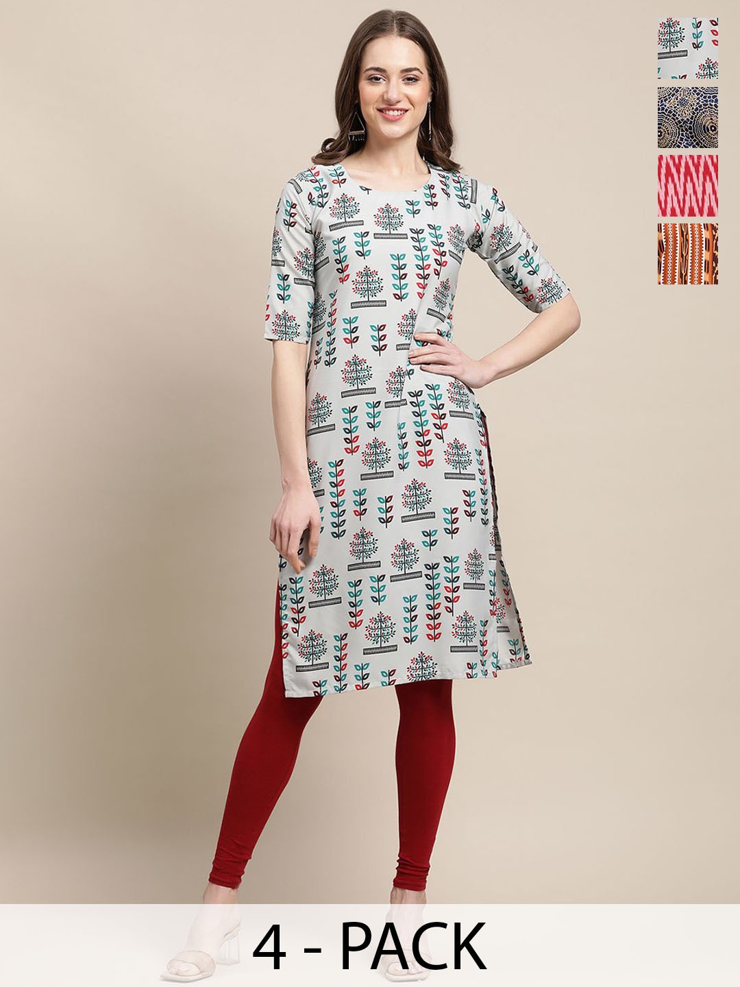 

7Threads Women Ethnic Motifs Printed Sequinned Floral Crepe Kurta, Multi