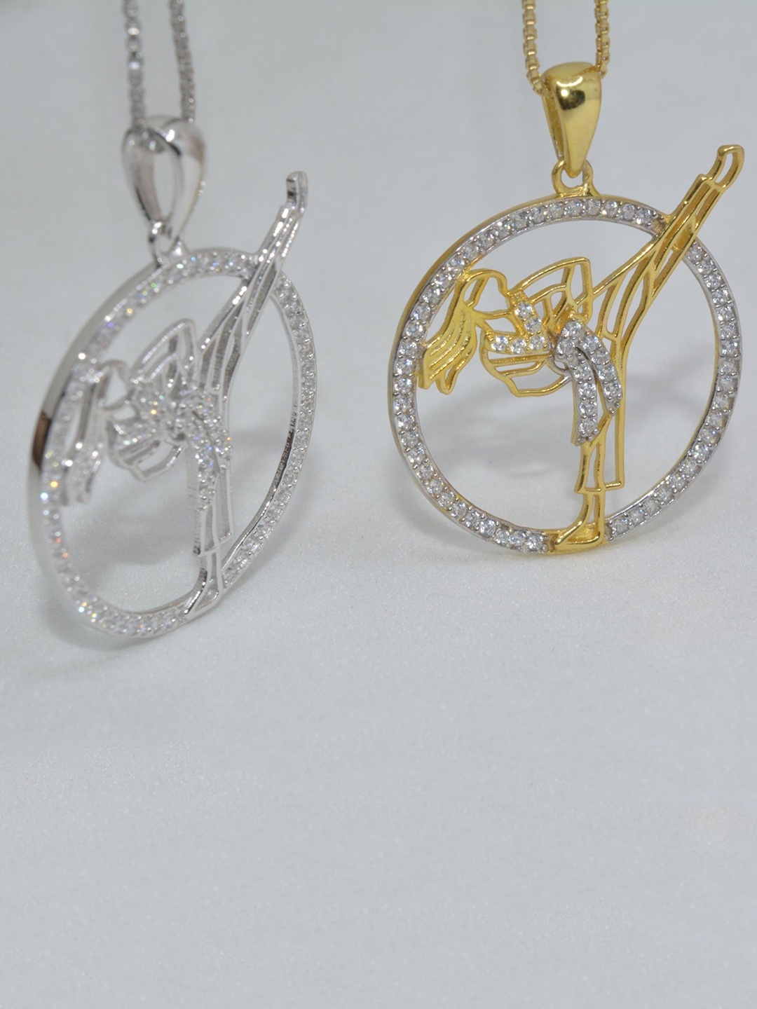 

Luxevogue 925 Sterling Silver Gold-Plated CZ-Studded Classical Dancer Girl Pendant