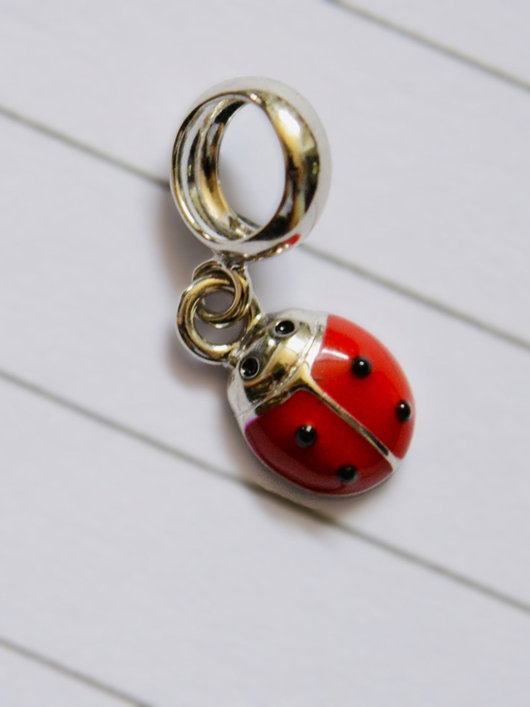 

Luxevogue 925 Sterling Silver Rhodium-Plated Ladybug Charm Pendant