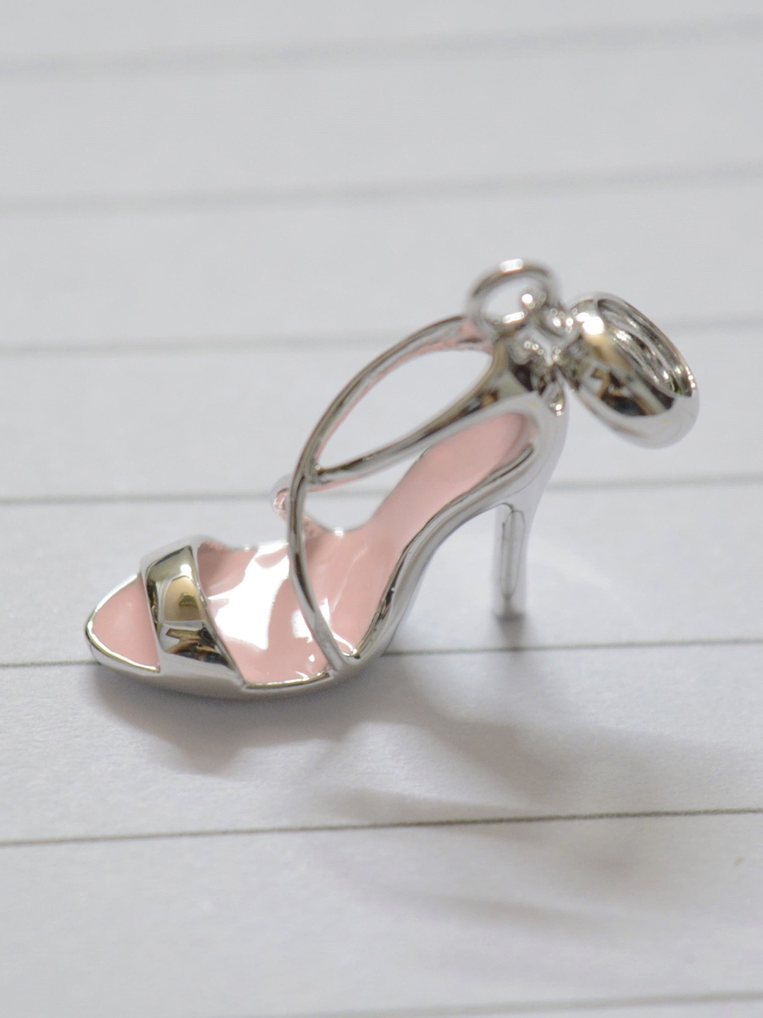 

Luxevogue 925 Sterling Silver Rhodium-Plated Sleek Metallic Stiletto Shoe Pendant