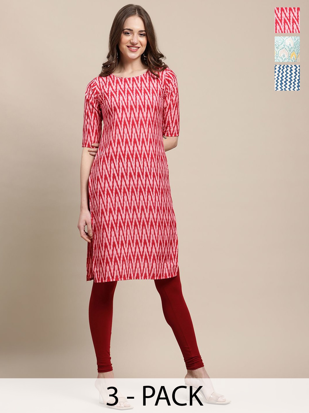 

7Threads Women Ethnic Motifs Printed Thread Work Floral Crepe Kurta, Multi