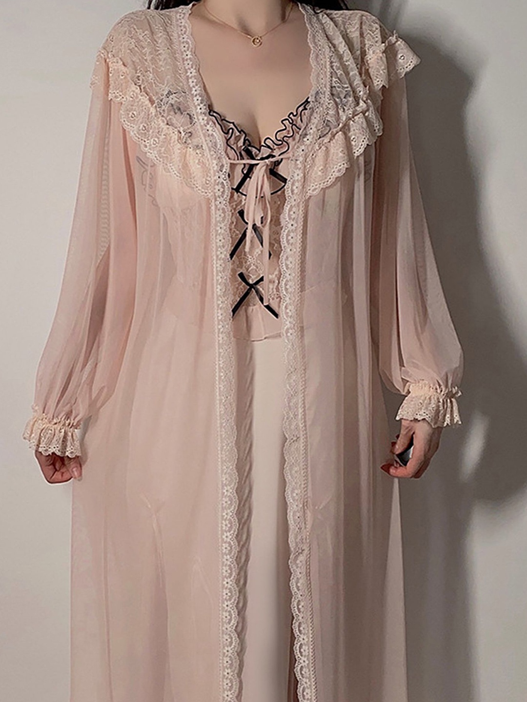 

LULU & SKY Women Ruffle Details Maxi Nightdress, Pink