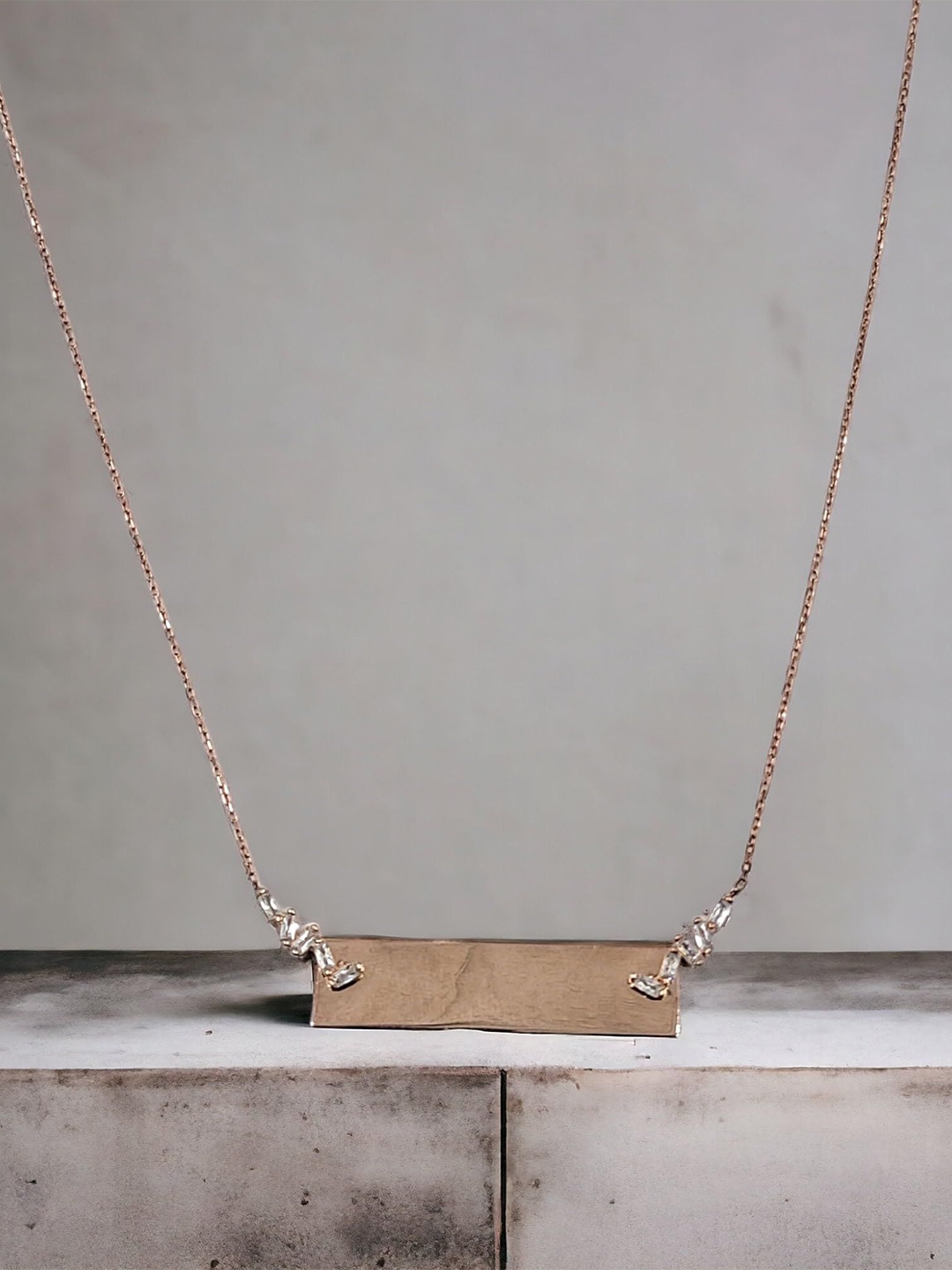 

AMONROO 925 Sterling Silver Rose Gold-Plated Bar Pendant Chain
