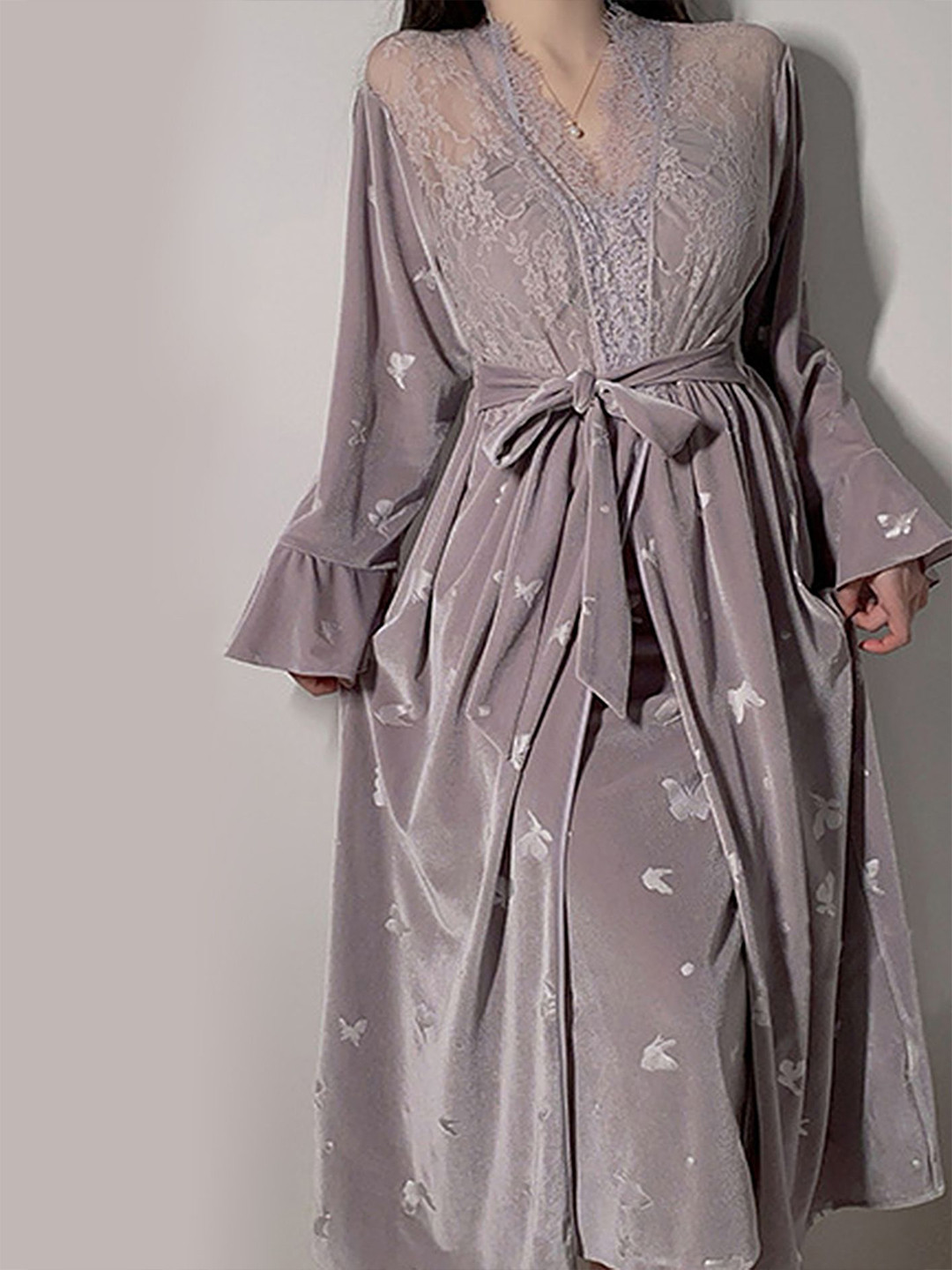 

LULU & SKY Women V-Neck Nightdress, Purple