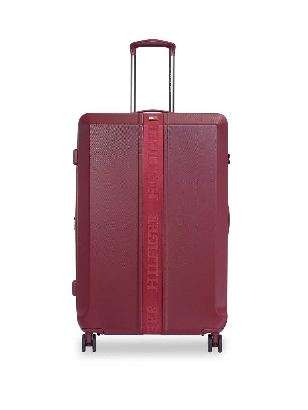 

Tommy Hilfiger Unisex Arbor Textured Hard-Sided Large Trolley Bag, Red