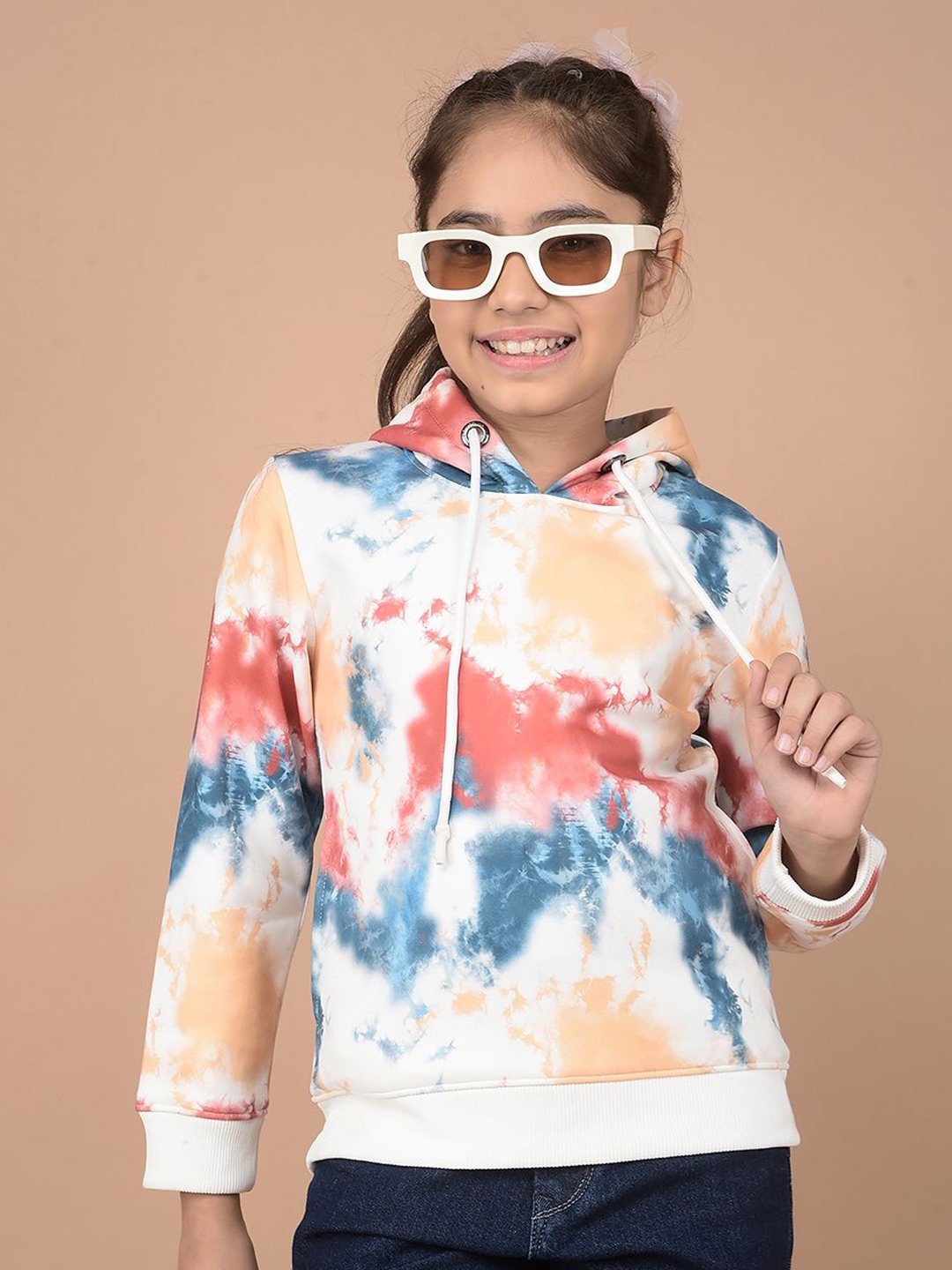 

Crimsoune Club Girls Abstract Printed Hooded Sweatshirt, Multi