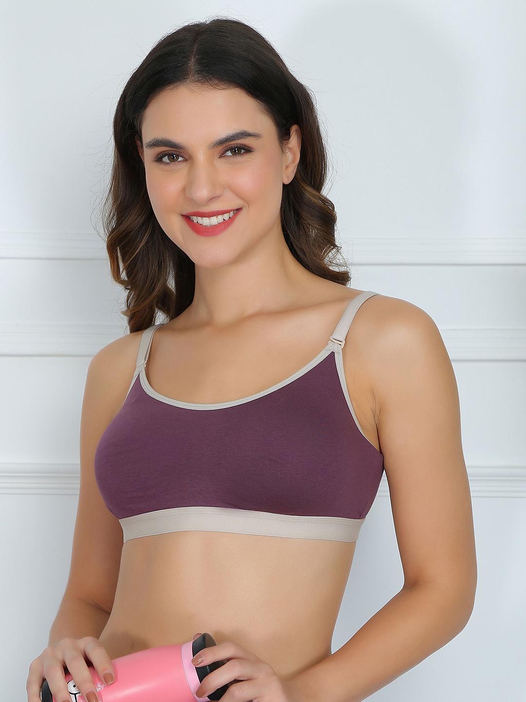 

DressBerry Full Coverage Cotton Sports Bra With All Day Comfort, Purple