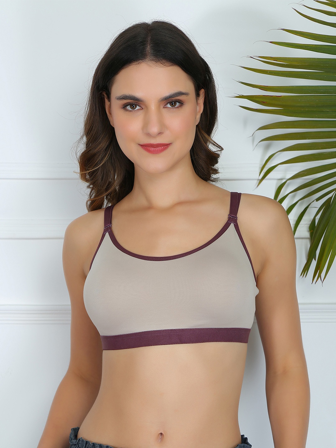 

DressBerry Full Coverage Cotton Sports Bra With All Day Comfort, Khaki