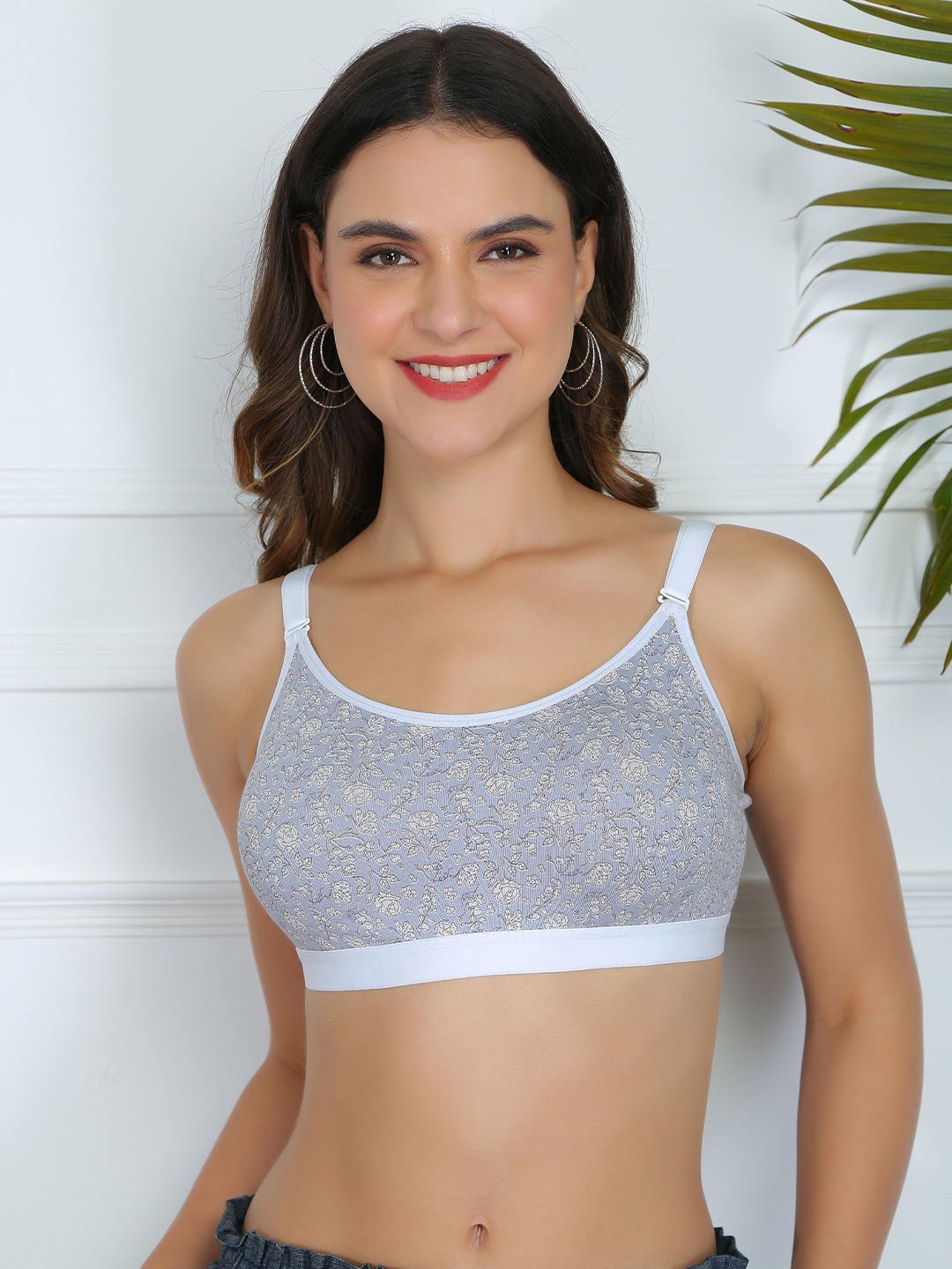 

DressBerry Full Coverage Printed Cotton Sports Bra With All Day Comfort, Blue