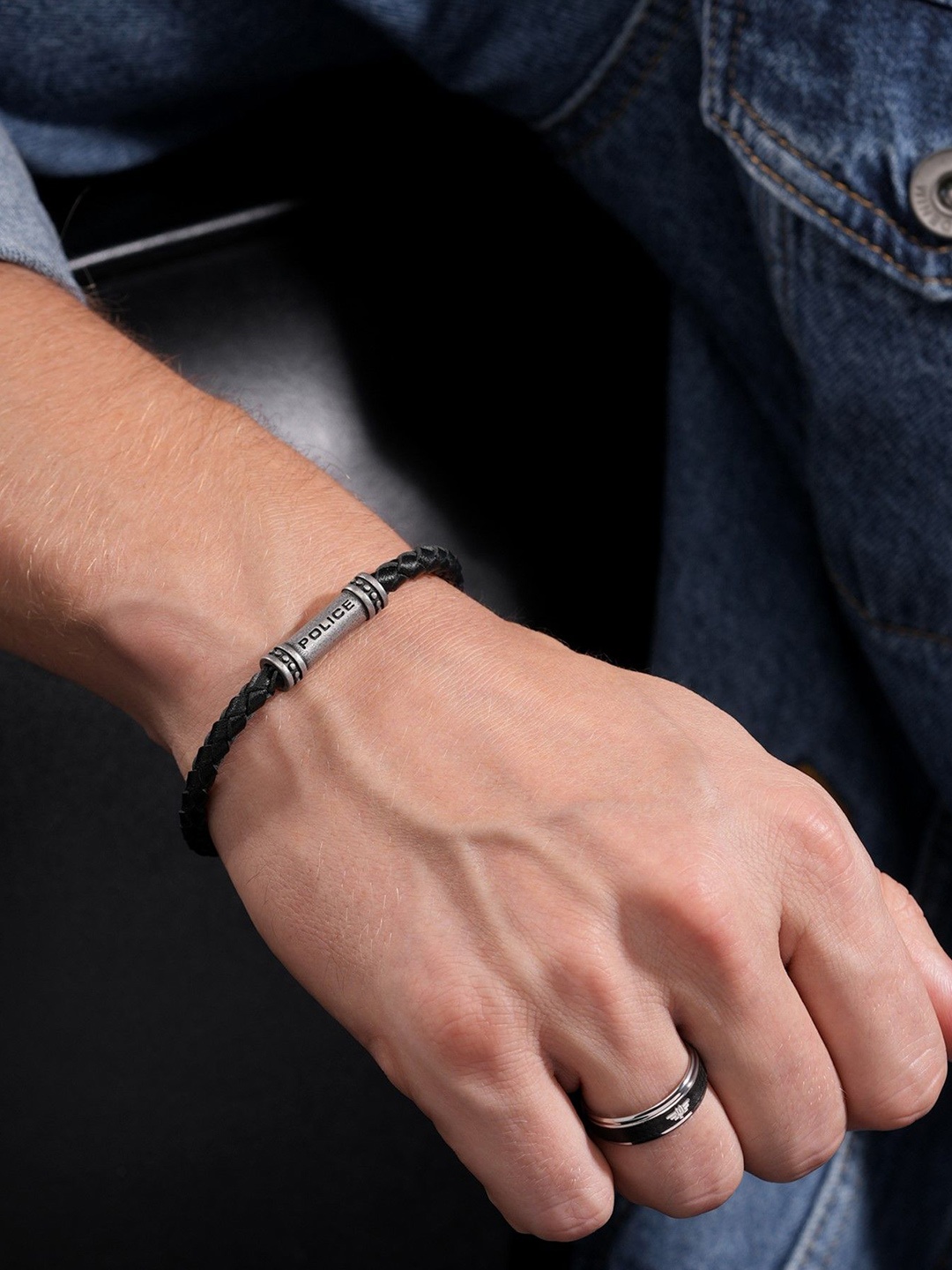 

Police Barrell Antique Men Magnetic Wraparound Bracelet, Black