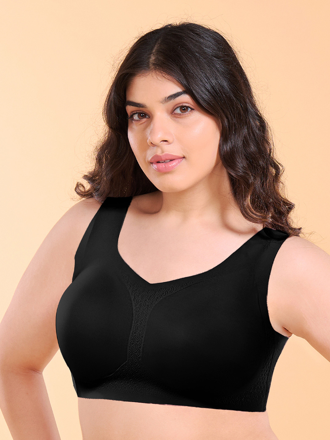 

Enamor Women Minimizer Plus Size Full Coverage Lightly Padded Seamless Bra, Black