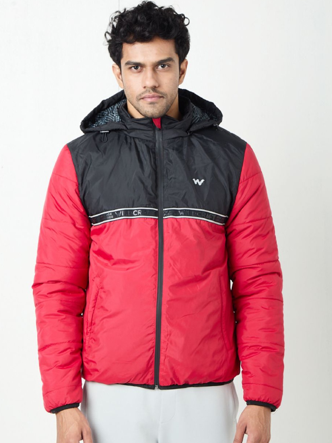 

Wildcraft Men Hooded Colourblocked Casual Padded Lightweight Jacket, Red