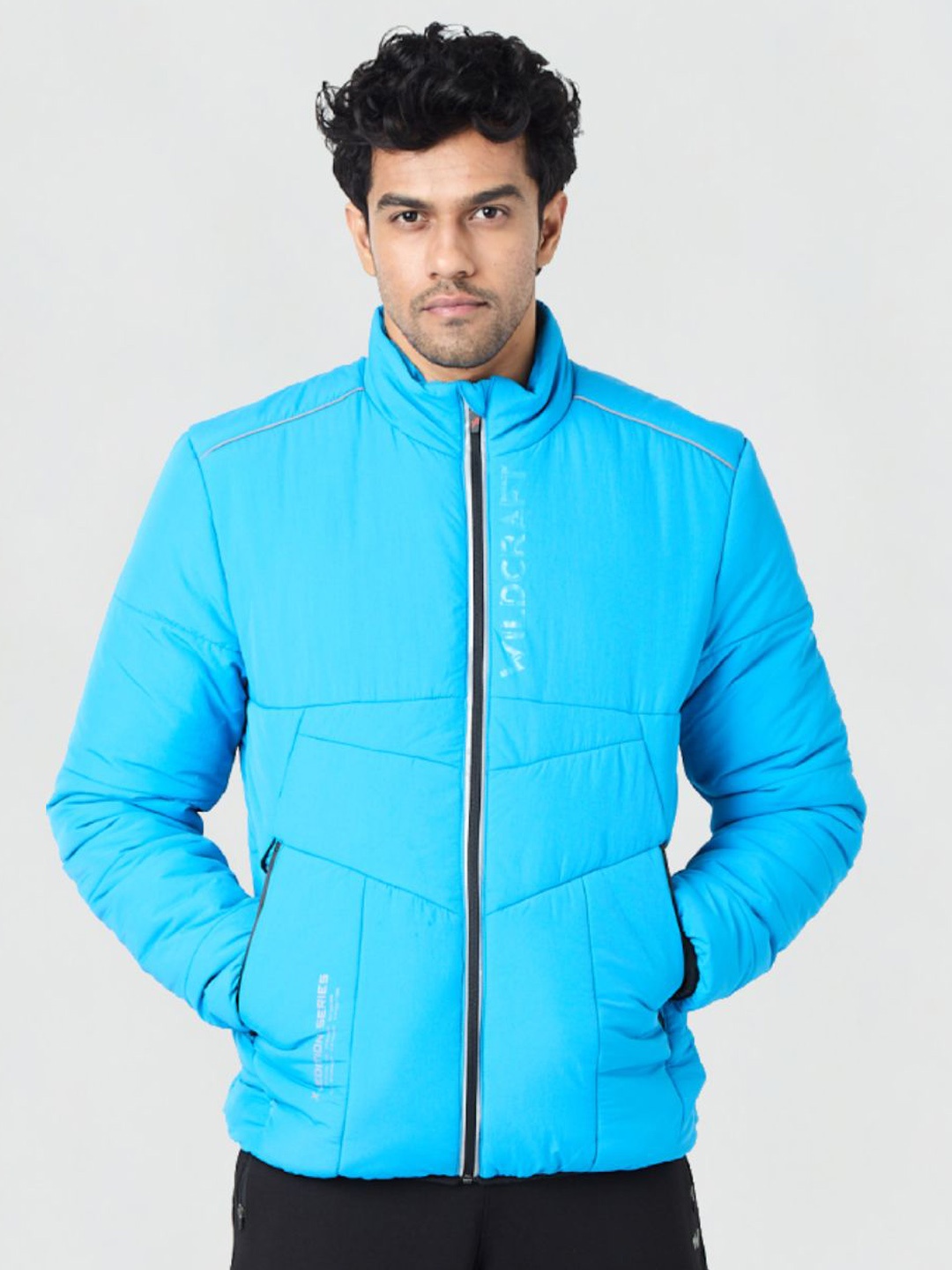 

Wildcraft Men Mock Collar Solid Casual Padded Lightweight Jacket, Turquoise blue