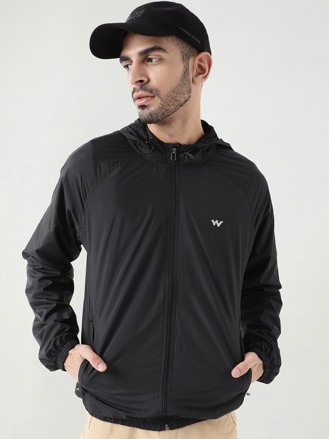 

Wildcraft Men Hooded Solid Casual Bomber Lightweight Jacket, Black