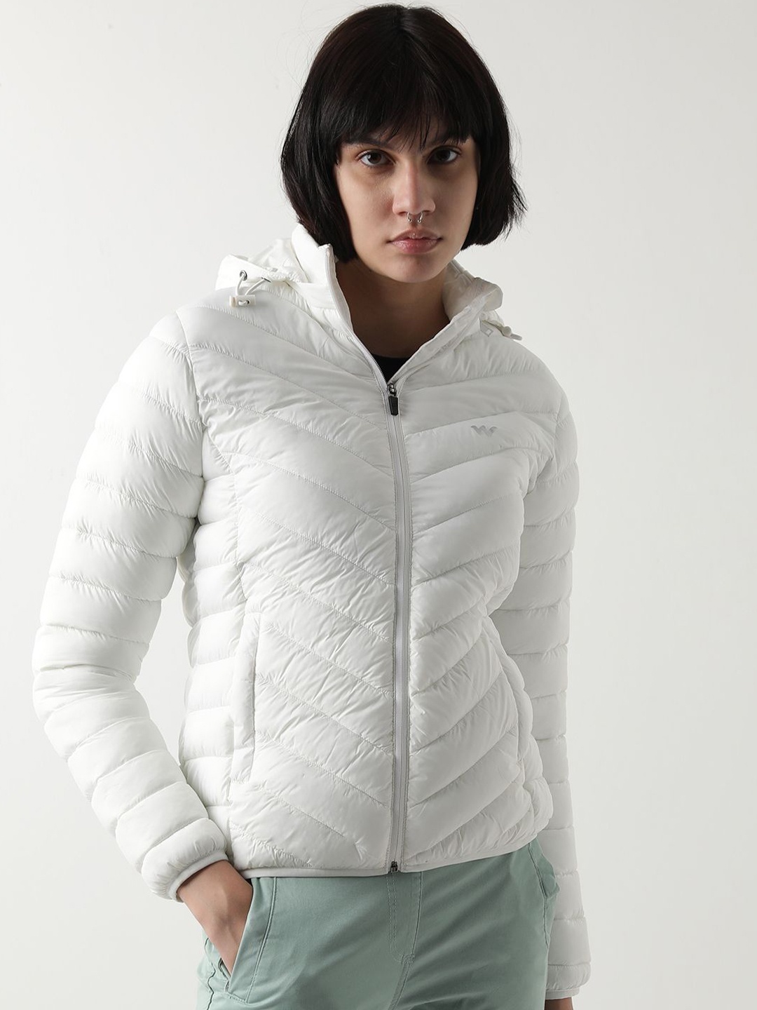 

Wildcraft Women Hooded Solid Casual Puffer Lightweight Jacket, White