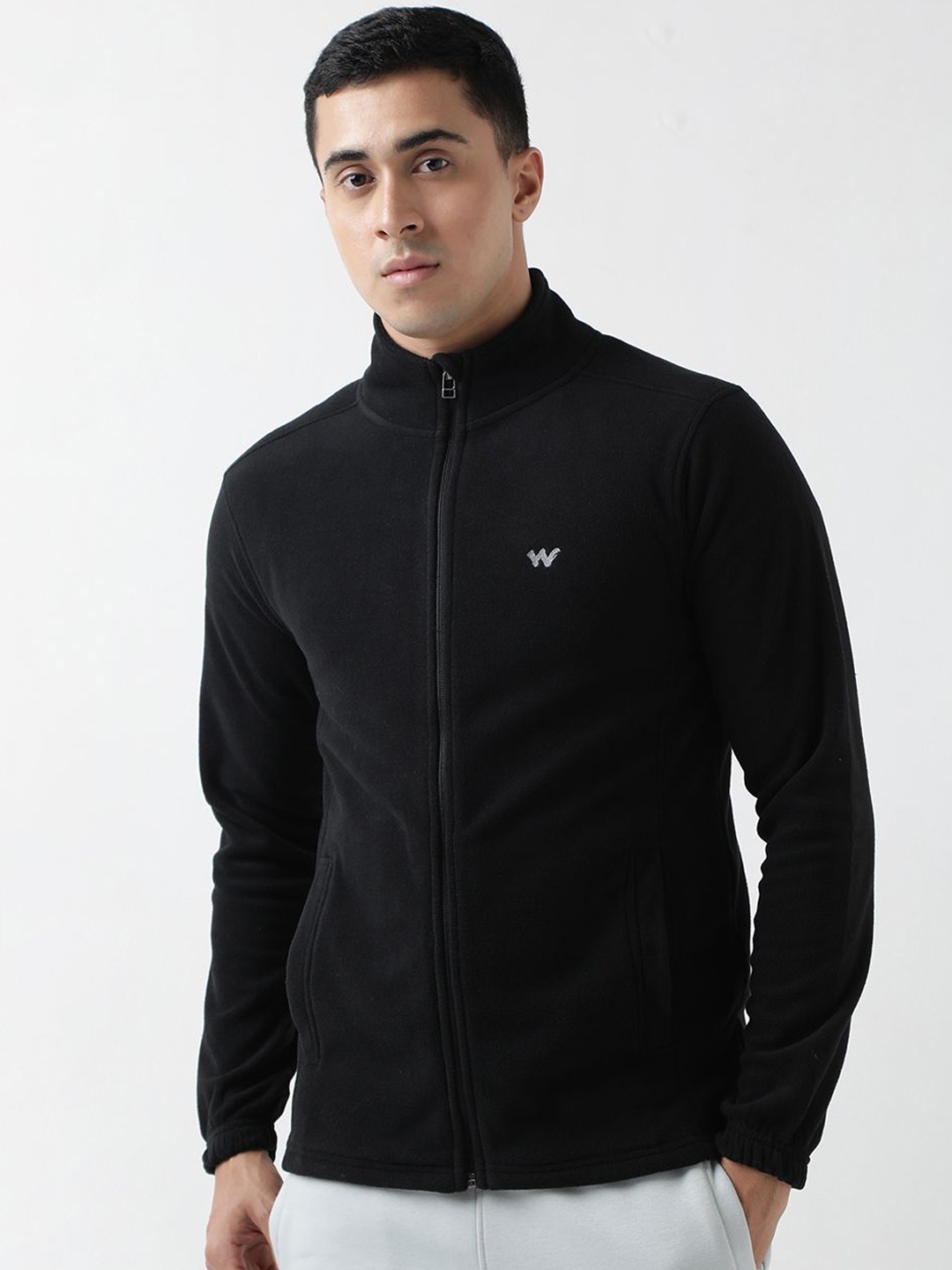 

Wildcraft Men Mock Collar Solid Casual Bomber Lightweight Jacket, Black